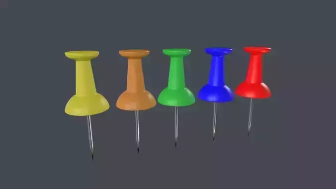 Push Pins 3D Model Low-poly 3D model