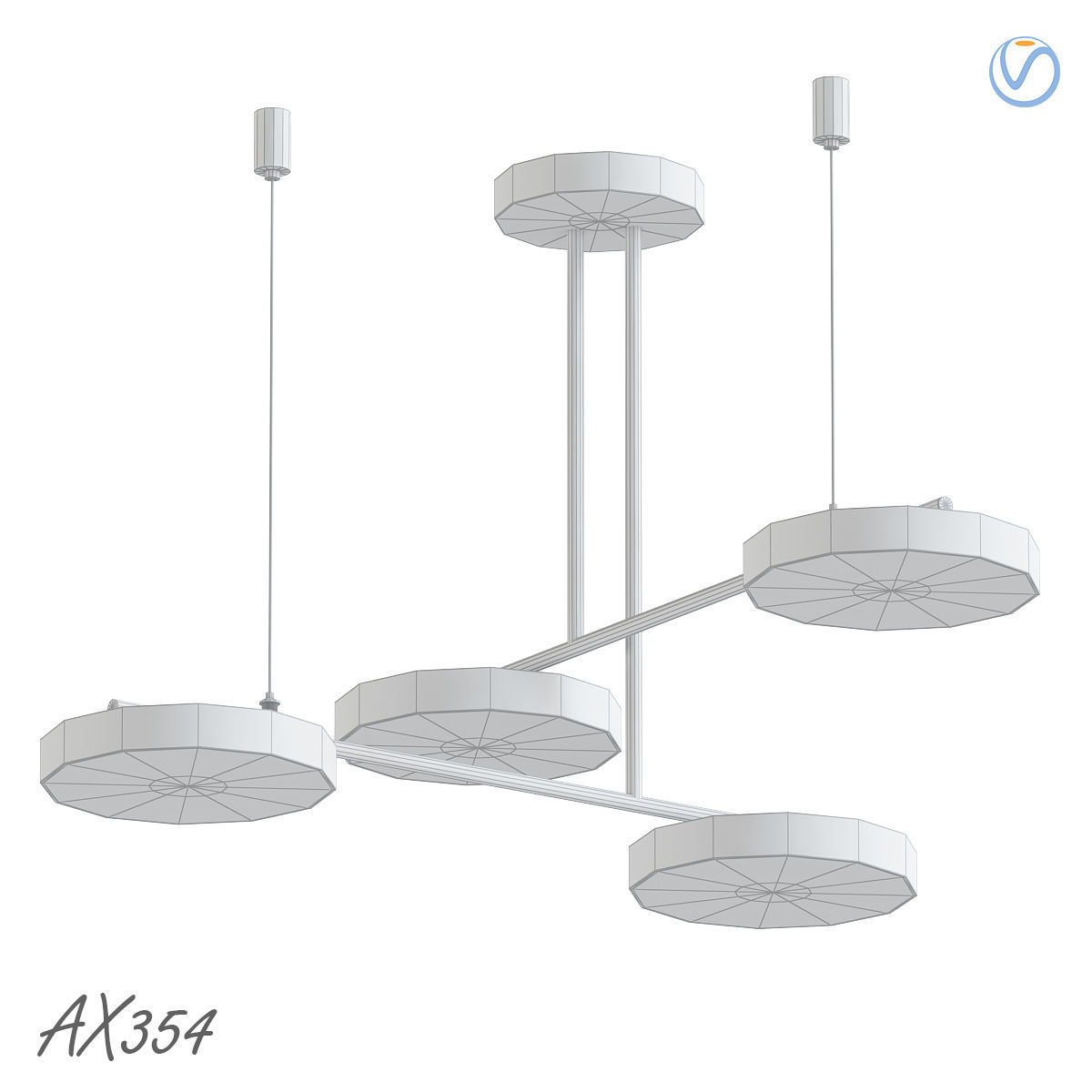 AX354 light fixture with four lights 3D model_1