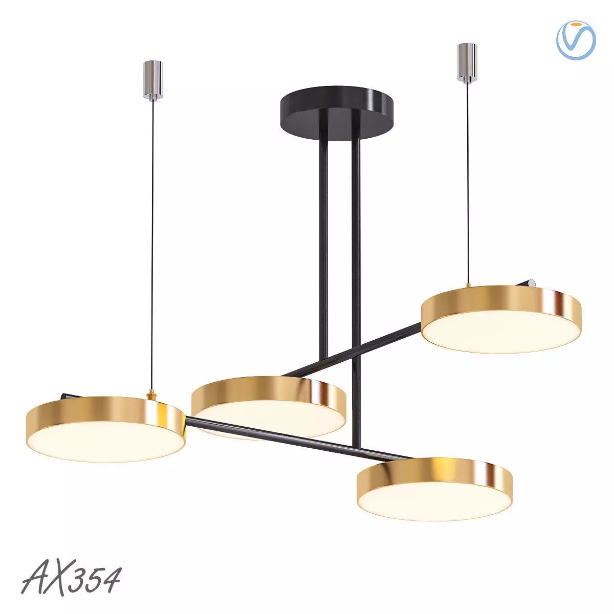 AX354 light fixture with four lights 3D model_0