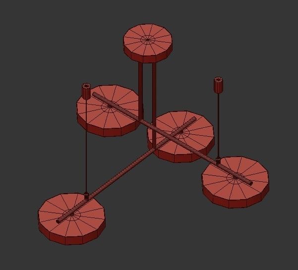 AX354 light fixture with four lights 3D model_4