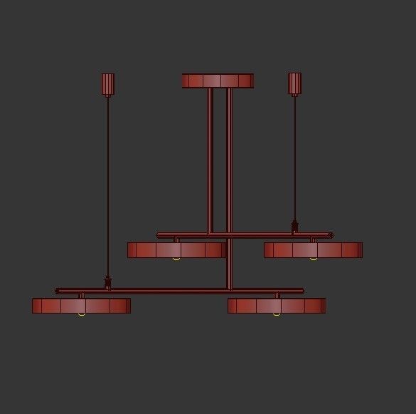 AX354 light fixture with four lights 3D model_2