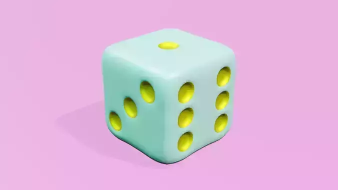 GREEN YELLOW DICE DICE LOW POLY DICE
