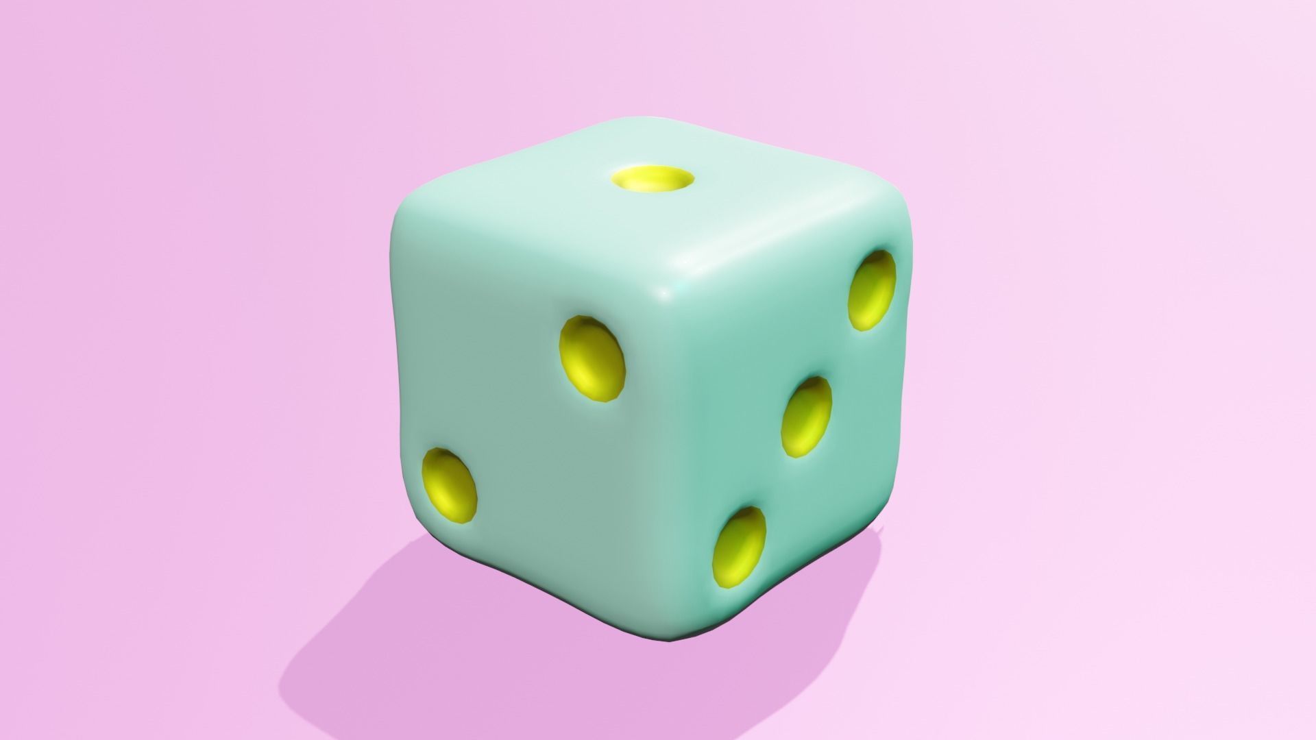 GREEN YELLOW DICE DICE LOW POLY DICE Low-poly 3D model_1