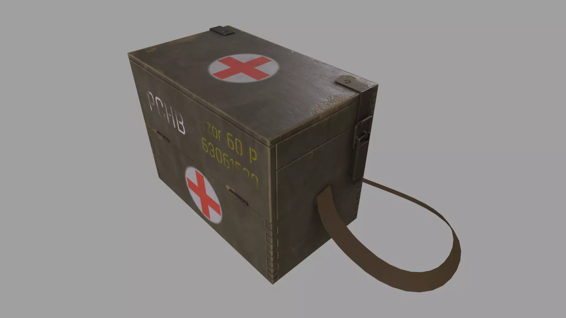 WWII First Aid Box Low-poly 3D model_0
