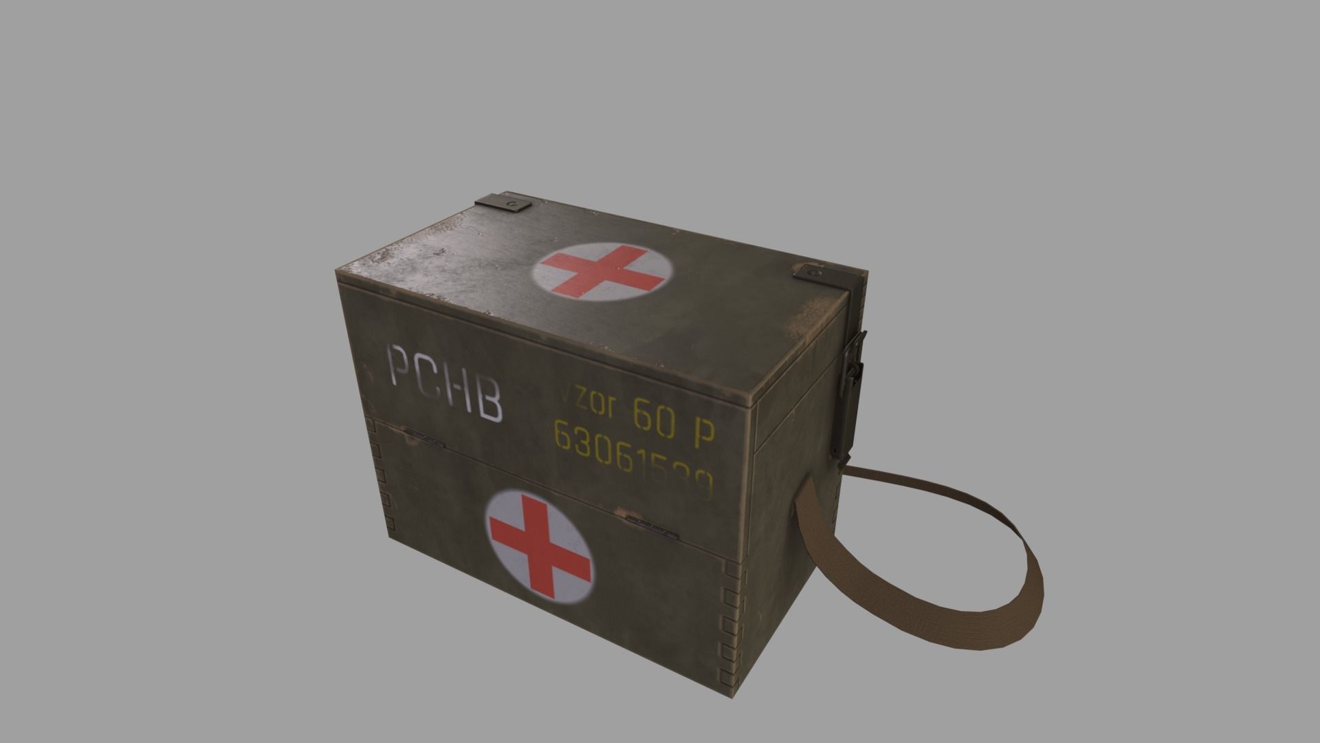 WWII First Aid Box Low-poly 3D model_1