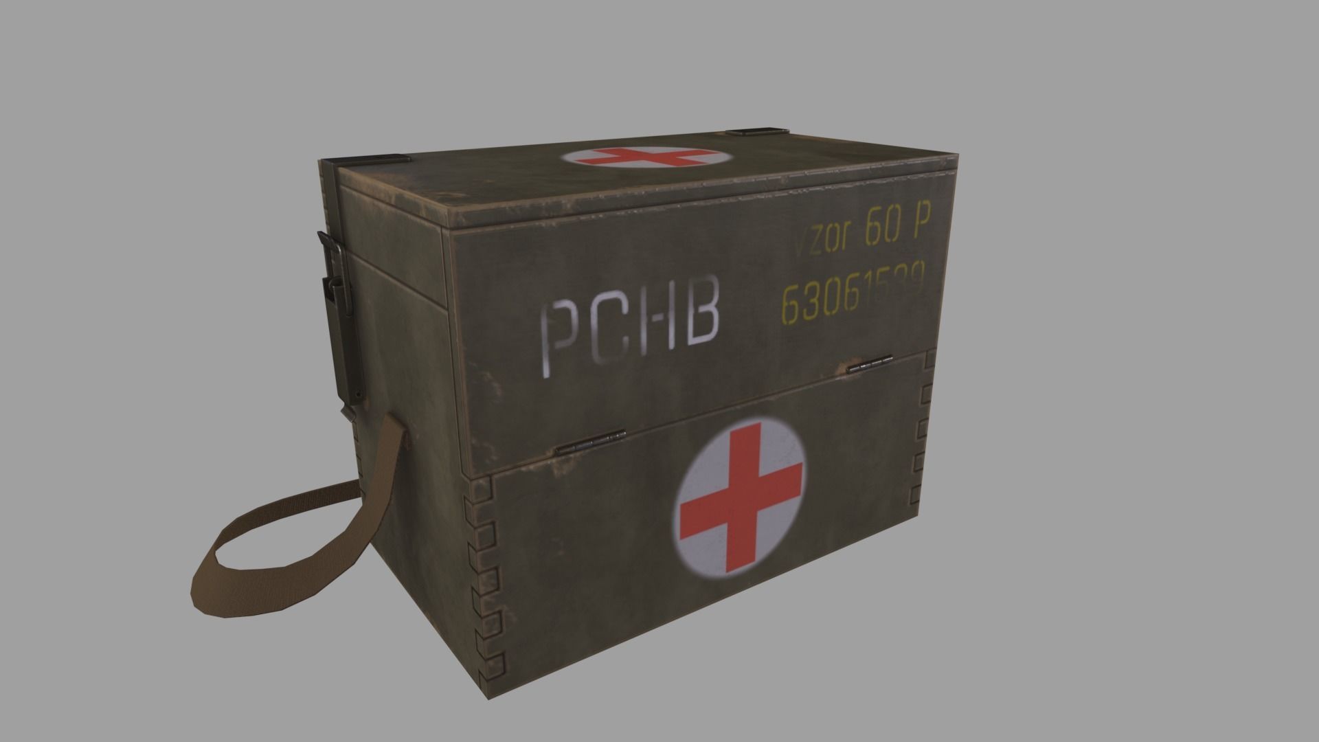 WWII First Aid Box Low-poly 3D model_2