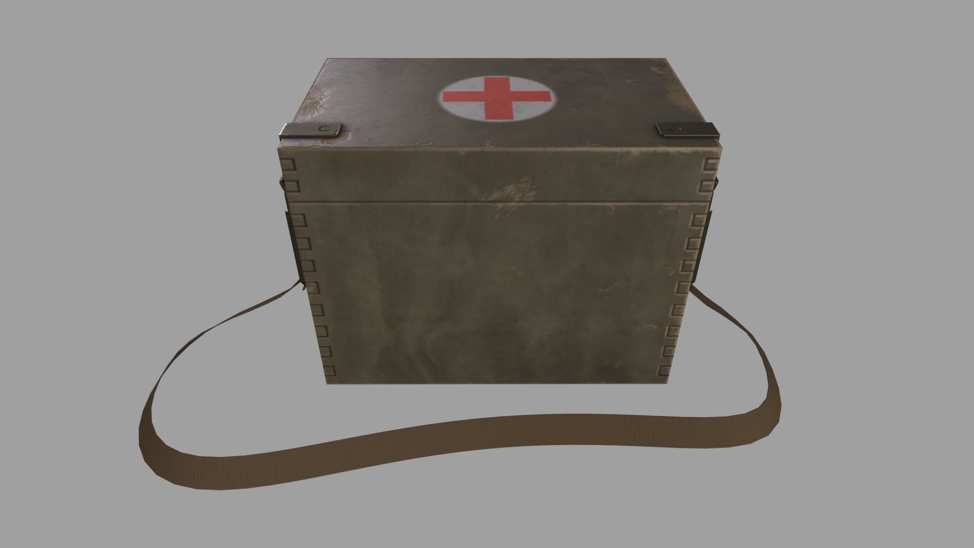 WWII First Aid Box Low-poly 3D model_5