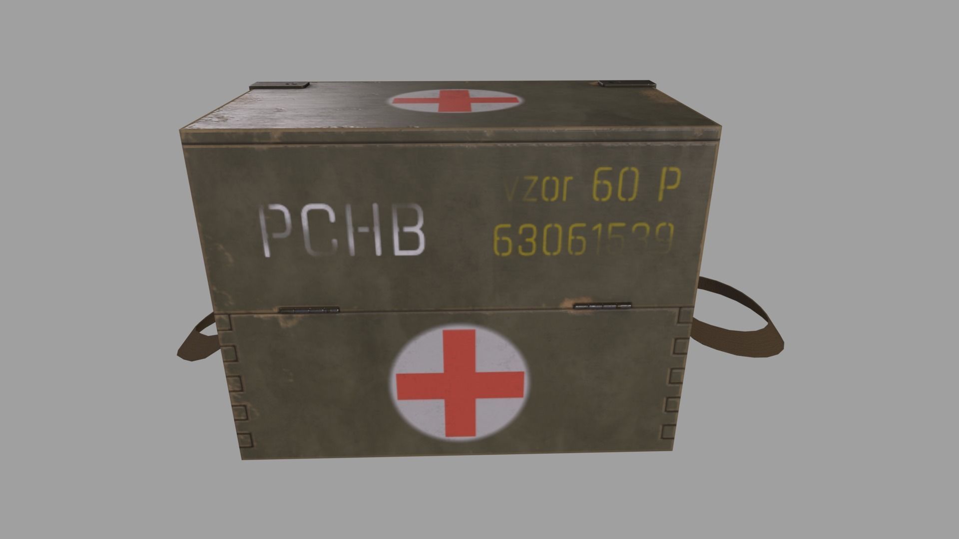 WWII First Aid Box Low-poly 3D model_6