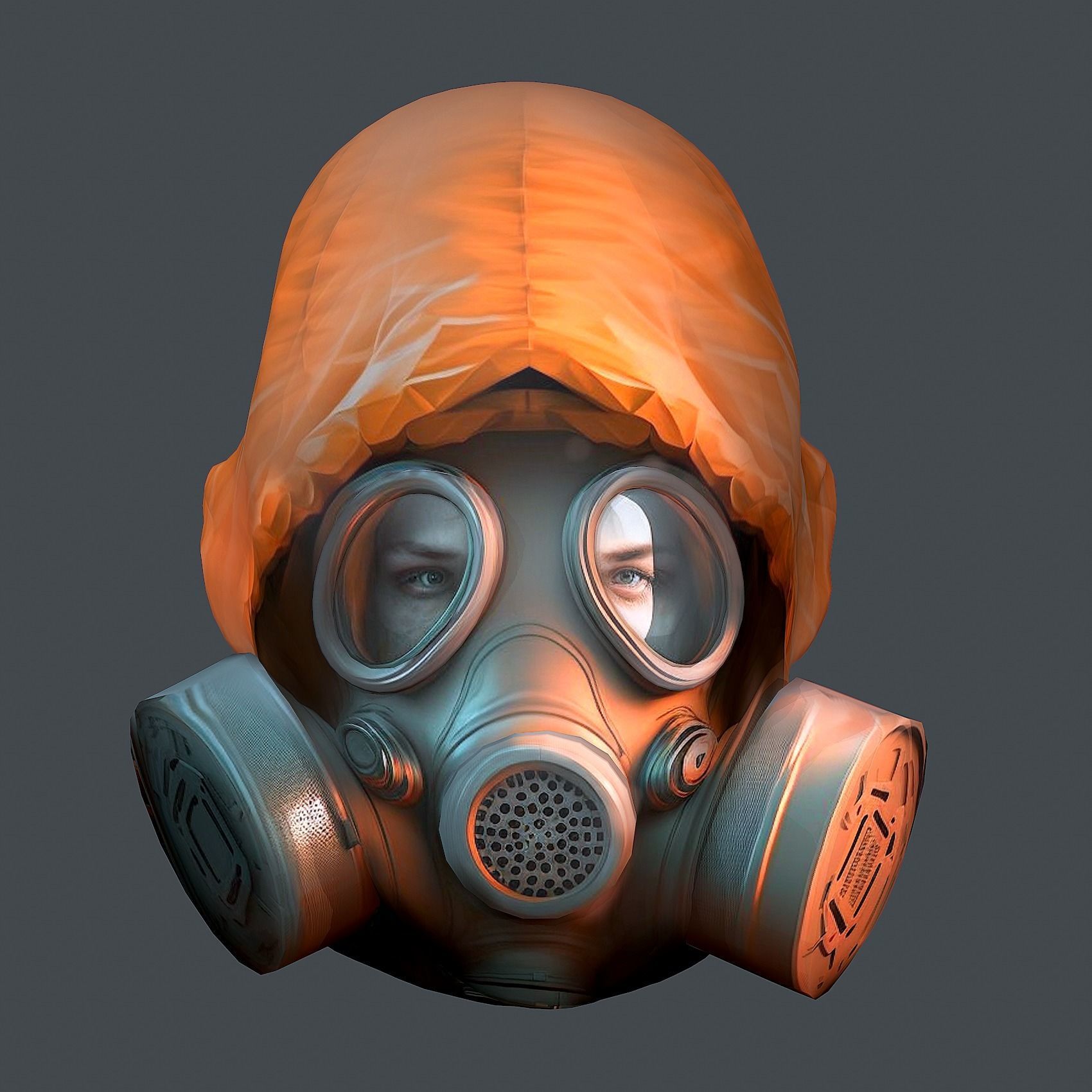 Gas mask helmet 3d model military combat fantasy  Low-poly 3D model_4