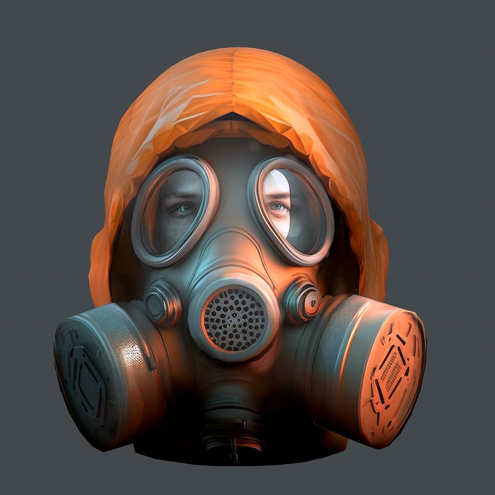 Gas mask helmet 3d model military combat fantasy  Low-poly 3D model_7