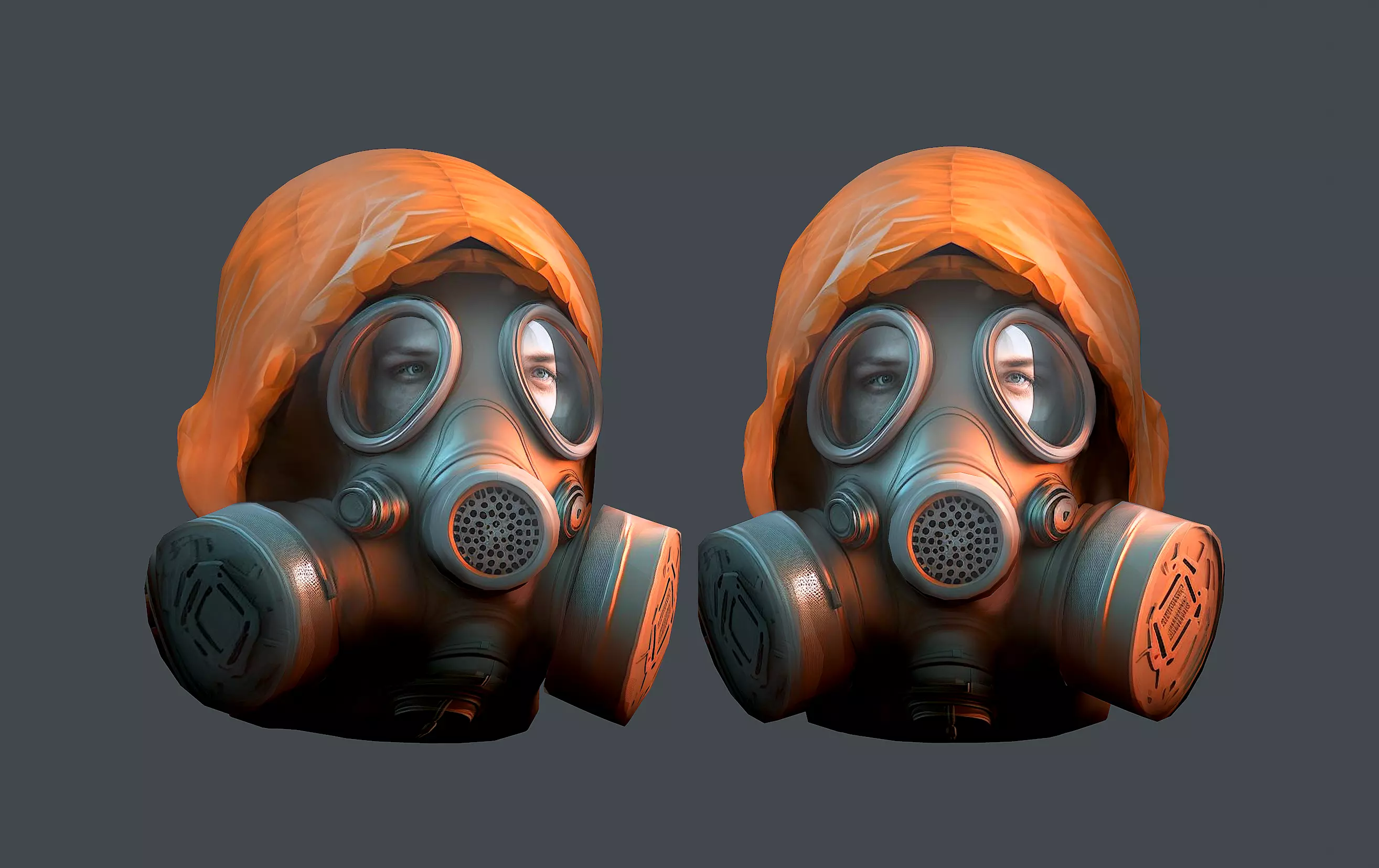 Gas mask helmet 3d model military combat fantasy  Low-poly 3D model_0