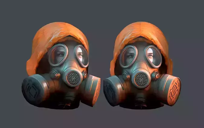 Gas mask helmet 3d model military combat fantasy  Low-poly 3D model