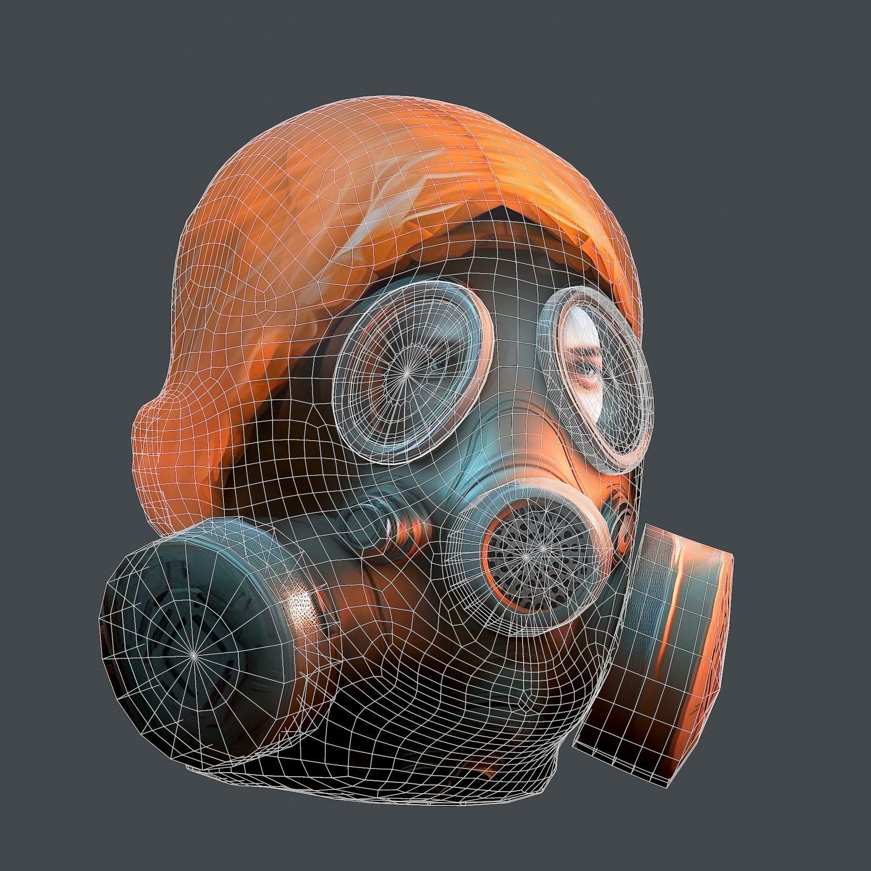 Gas mask helmet 3d model military combat fantasy  Low-poly 3D model_12