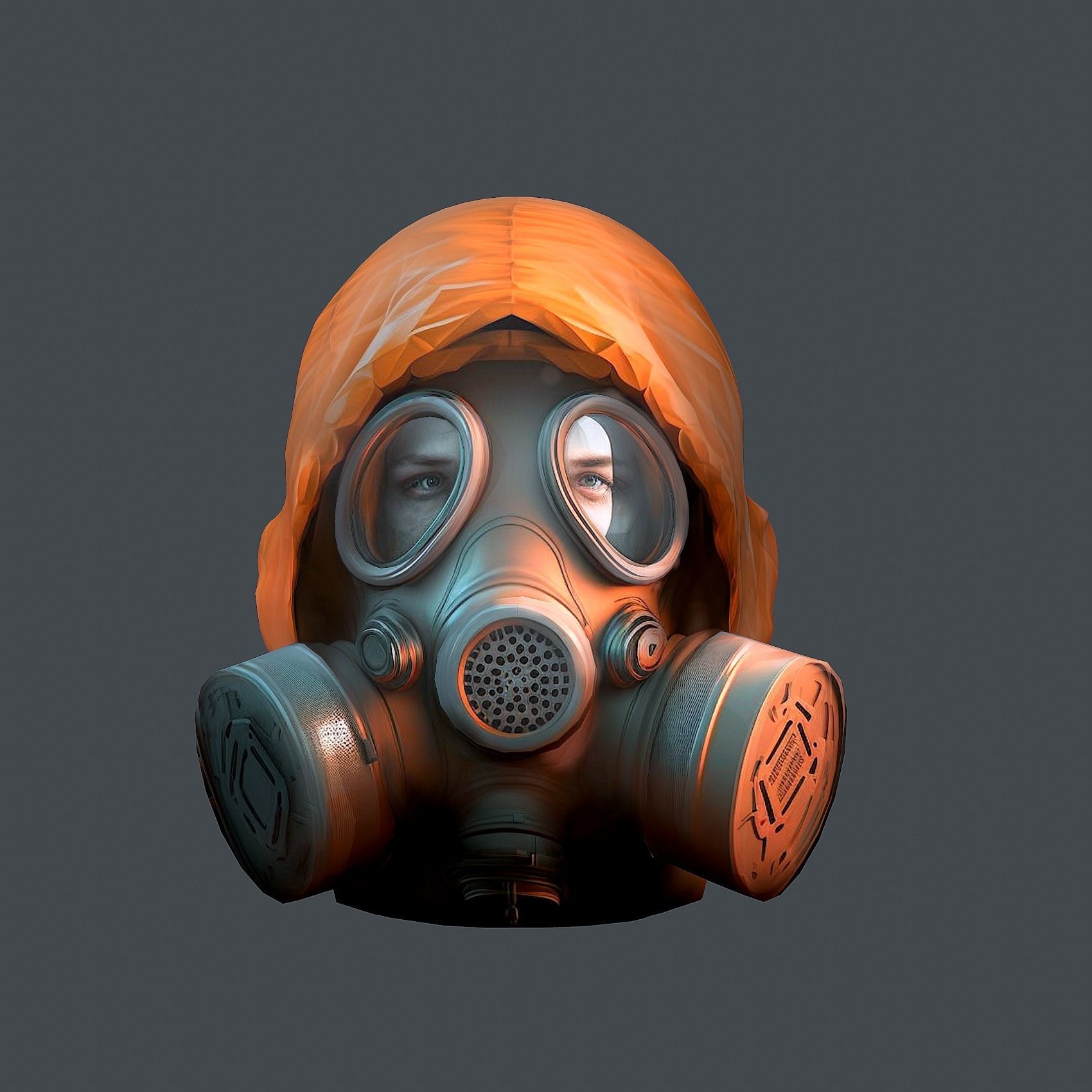 Gas mask helmet 3d model military combat fantasy  Low-poly 3D model_5