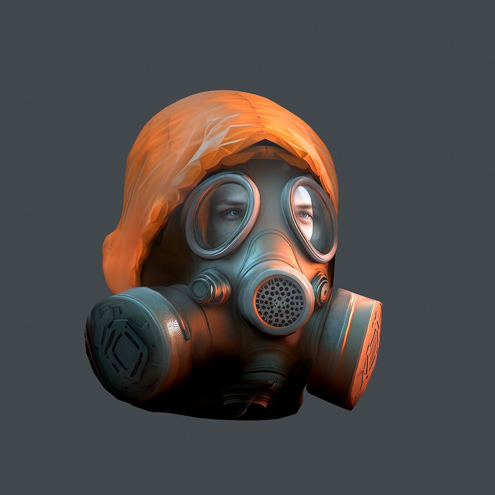 Gas mask helmet 3d model military combat fantasy  Low-poly 3D model_6