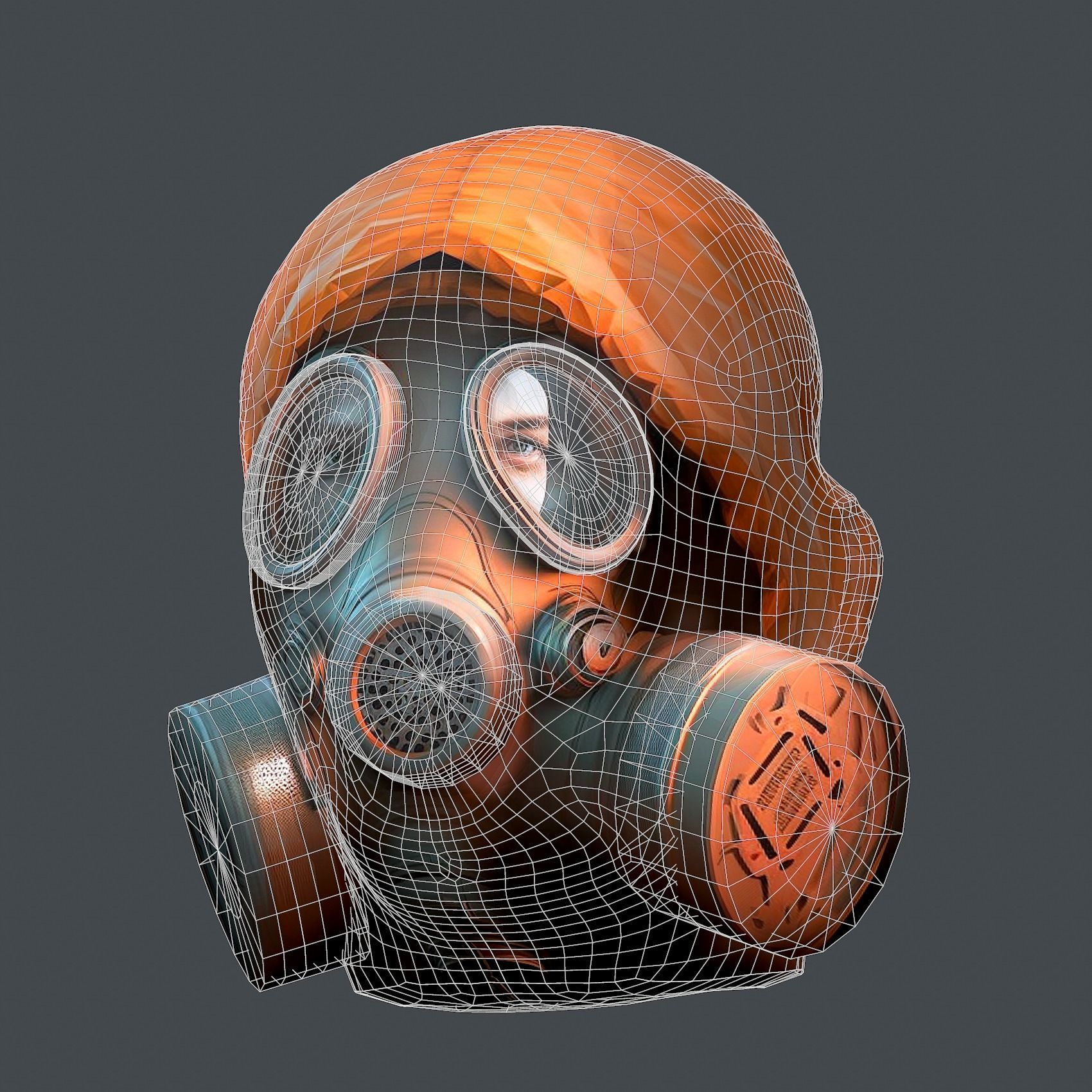 Gas mask helmet 3d model military combat fantasy  Low-poly 3D model_13