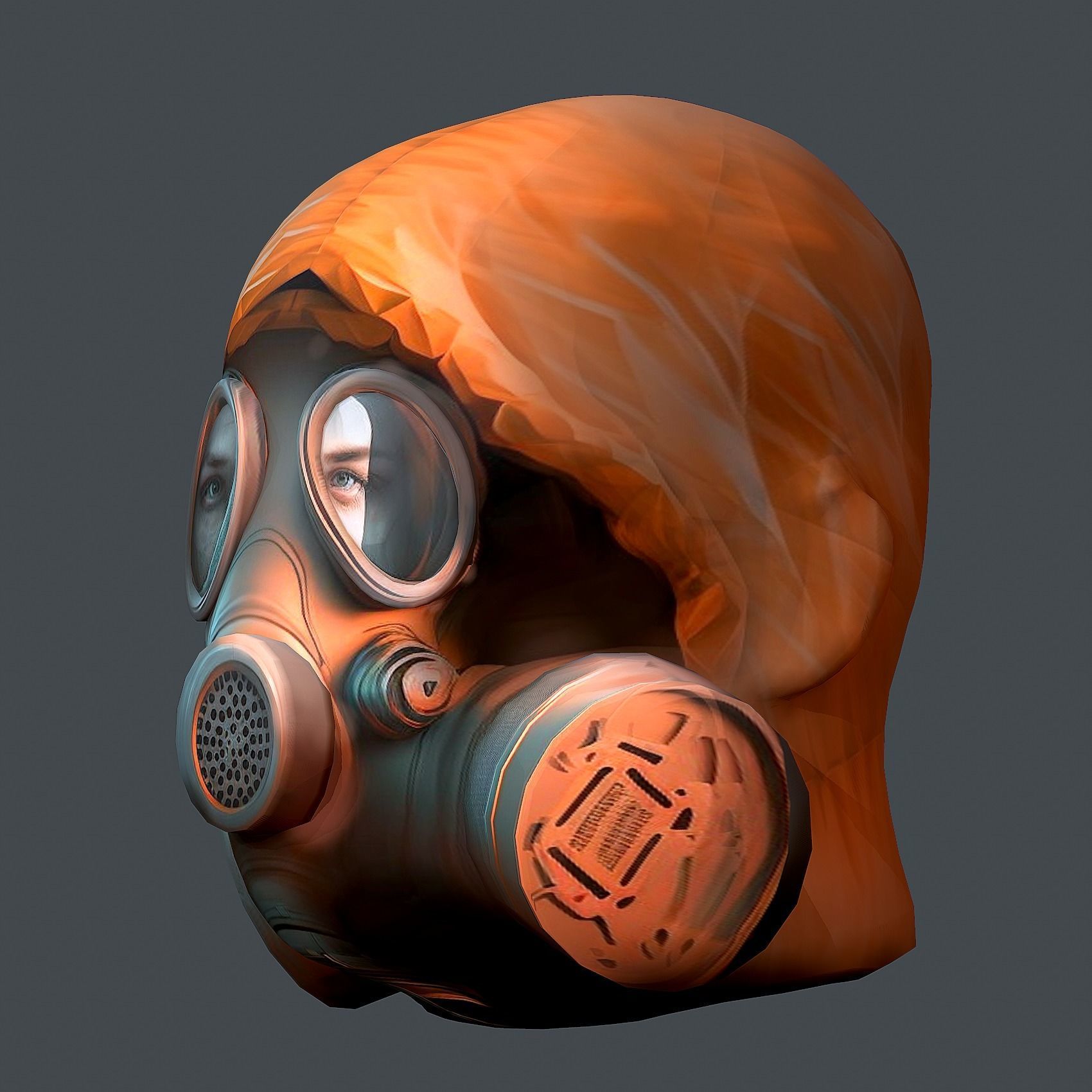 Gas mask helmet 3d model military combat fantasy  Low-poly 3D model_10