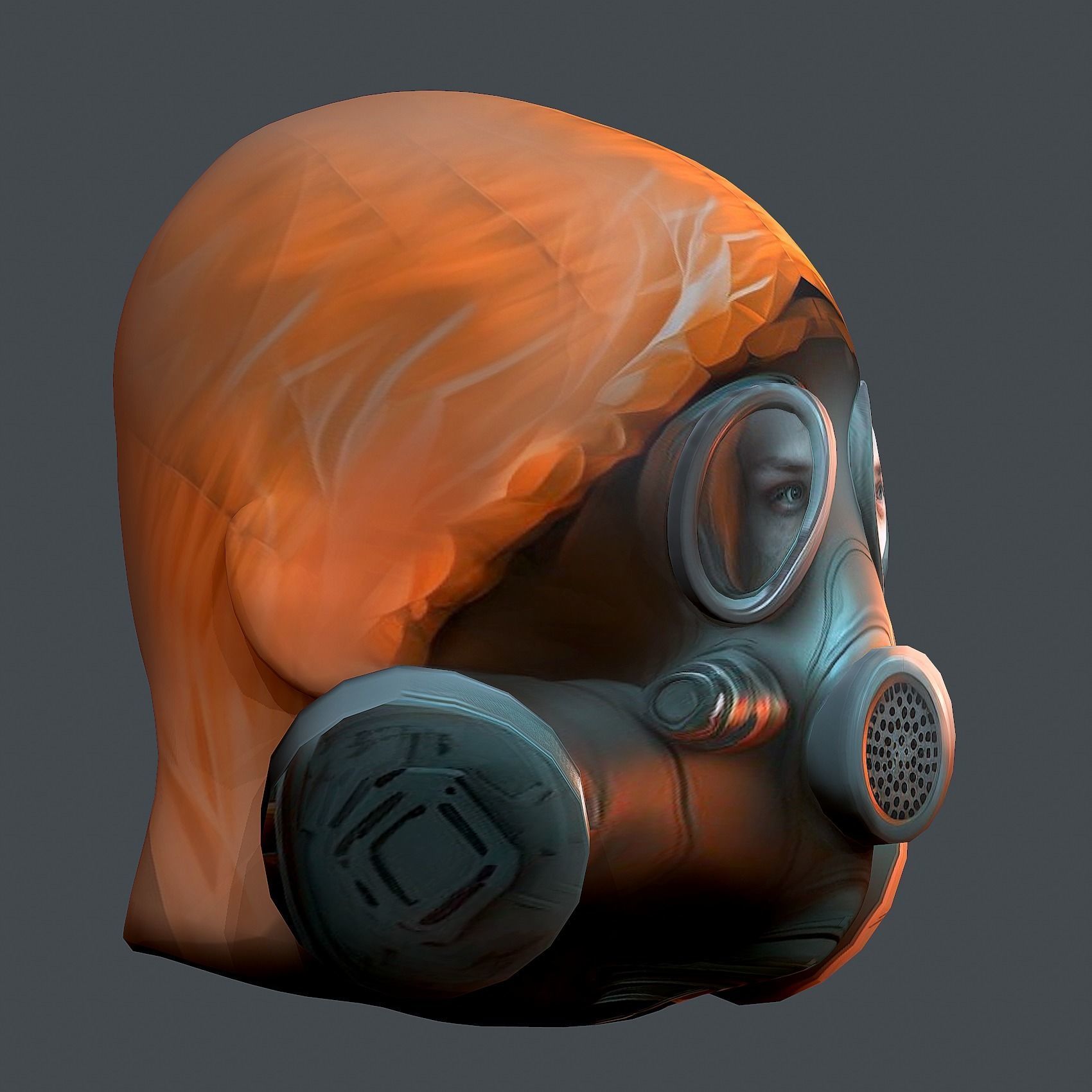 Gas mask helmet 3d model military combat fantasy  Low-poly 3D model_1
