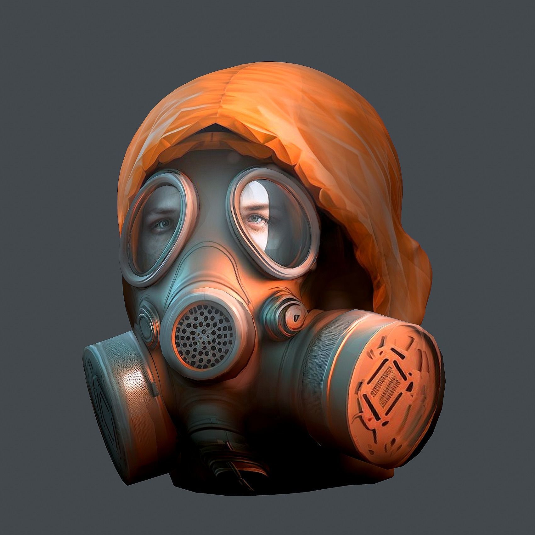 Gas mask helmet 3d model military combat fantasy  Low-poly 3D model_11