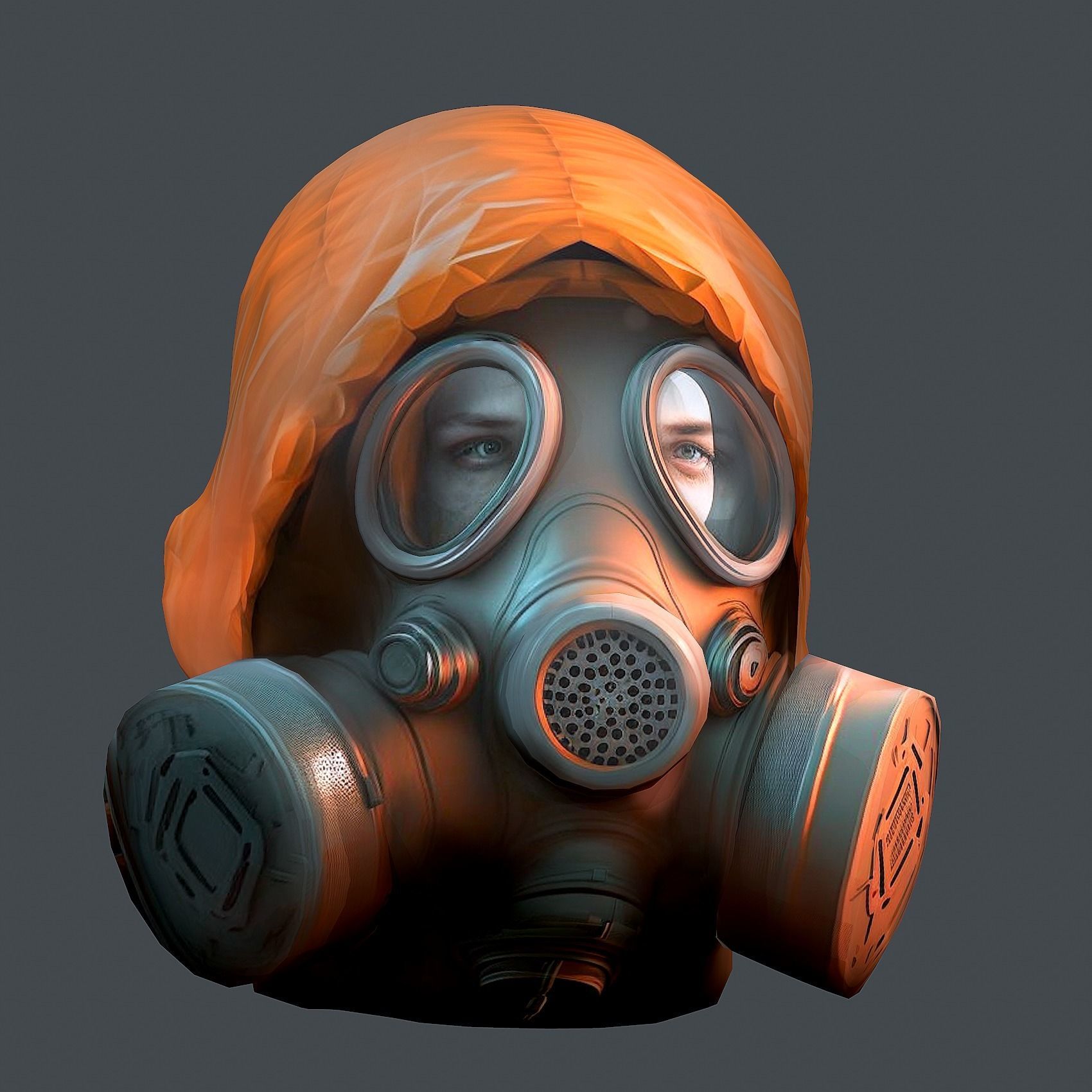 Gas mask helmet 3d model military combat fantasy  Low-poly 3D model_8