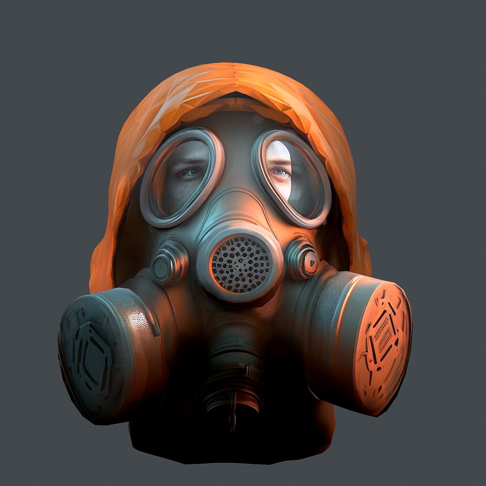 Gas mask helmet 3d model military combat fantasy  Low-poly 3D model_9