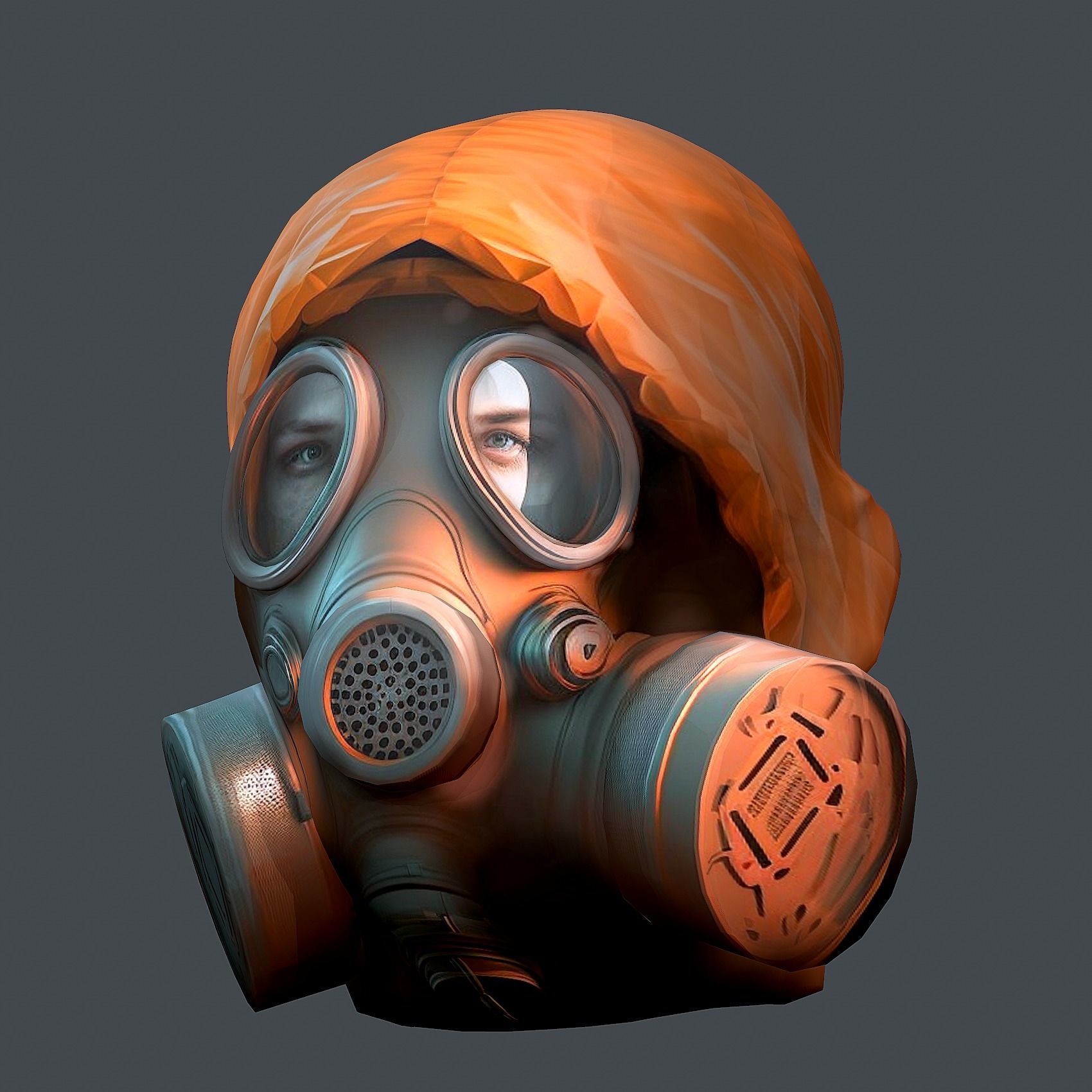 Gas mask helmet 3d model military combat fantasy  Low-poly 3D model_3