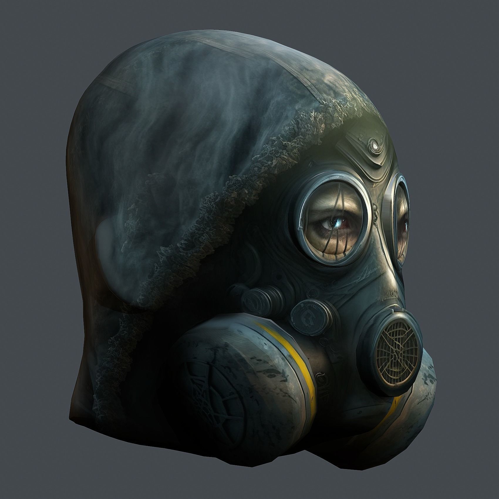 Gas mask helmet 3d model military combat fantasy cyborg Low-poly 3D model_7