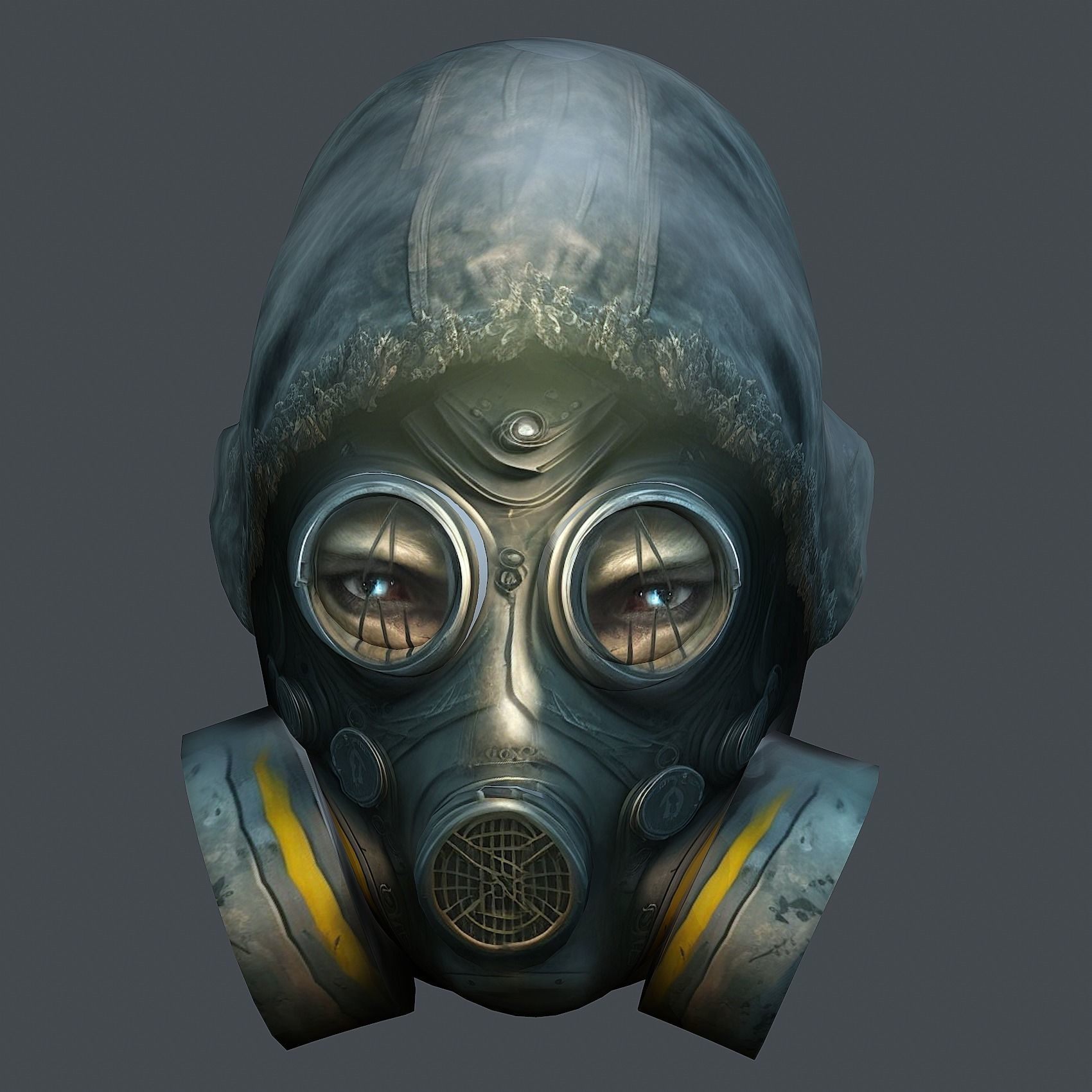 Gas mask helmet 3d model military combat fantasy cyborg Low-poly 3D model_5
