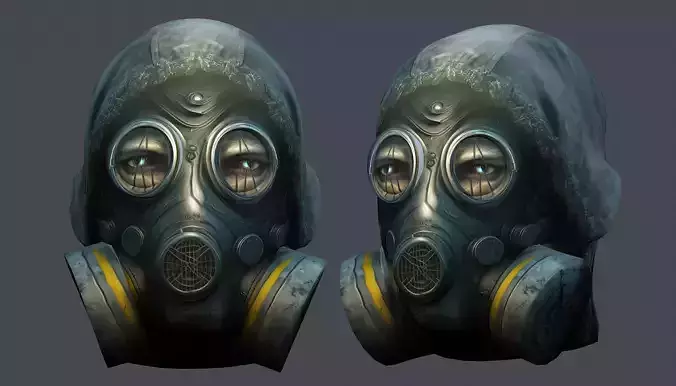 Gas mask helmet 3d model military combat fantasy cyborg 