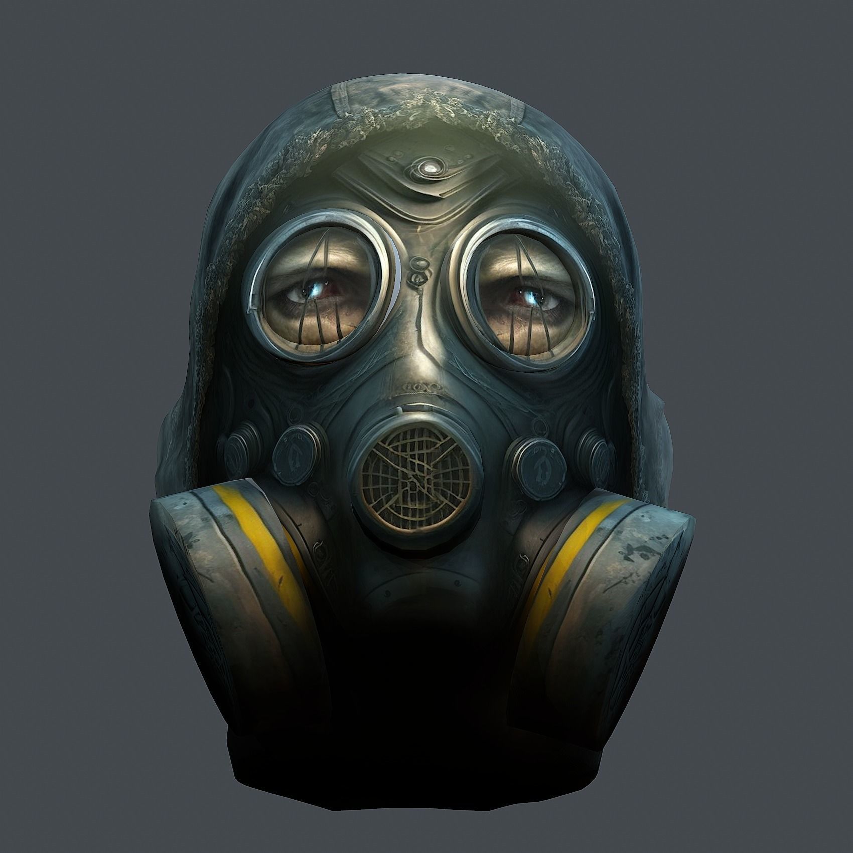 Gas mask helmet 3d model military combat fantasy cyborg Low-poly 3D model_6