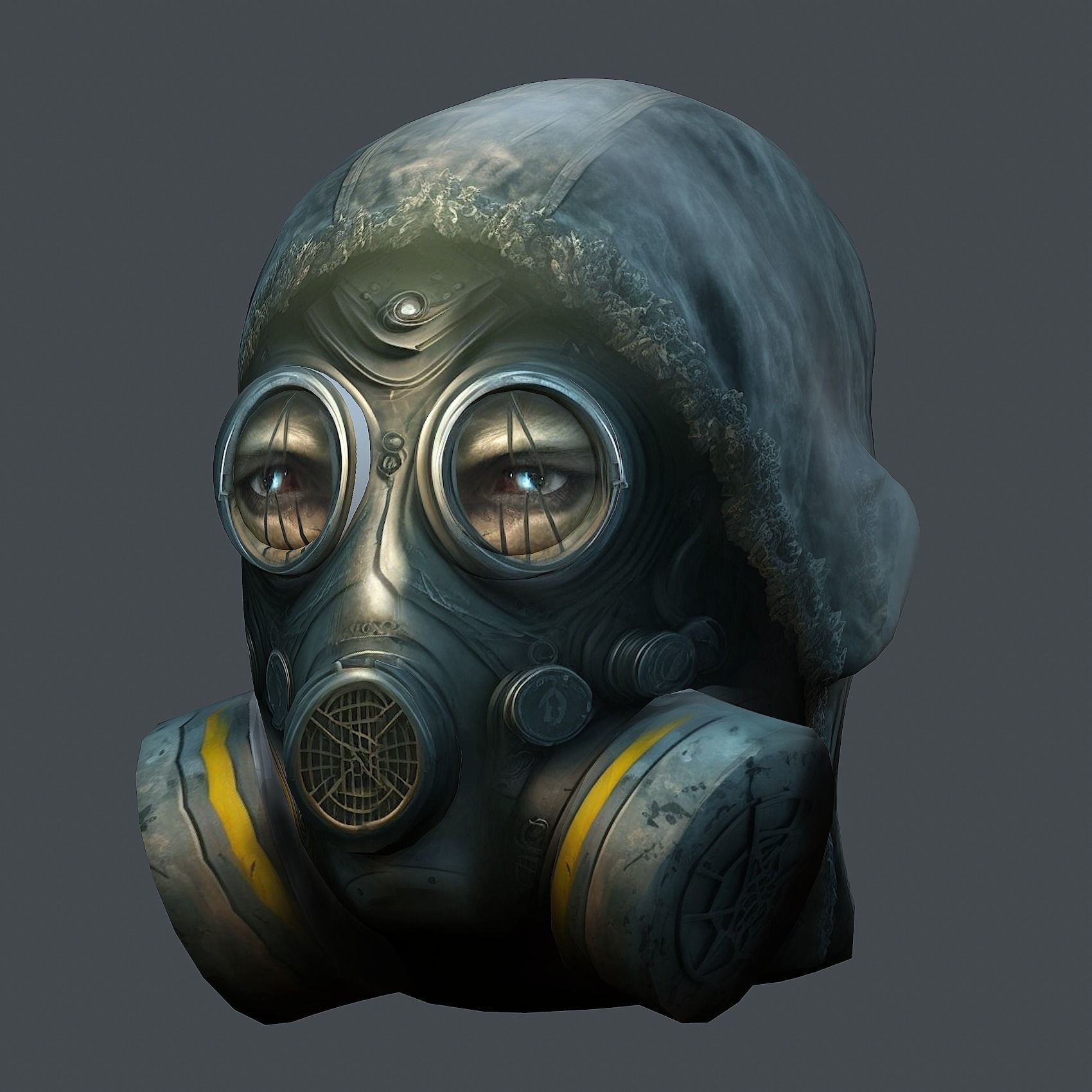 Gas mask helmet 3d model military combat fantasy cyborg Low-poly 3D model_3