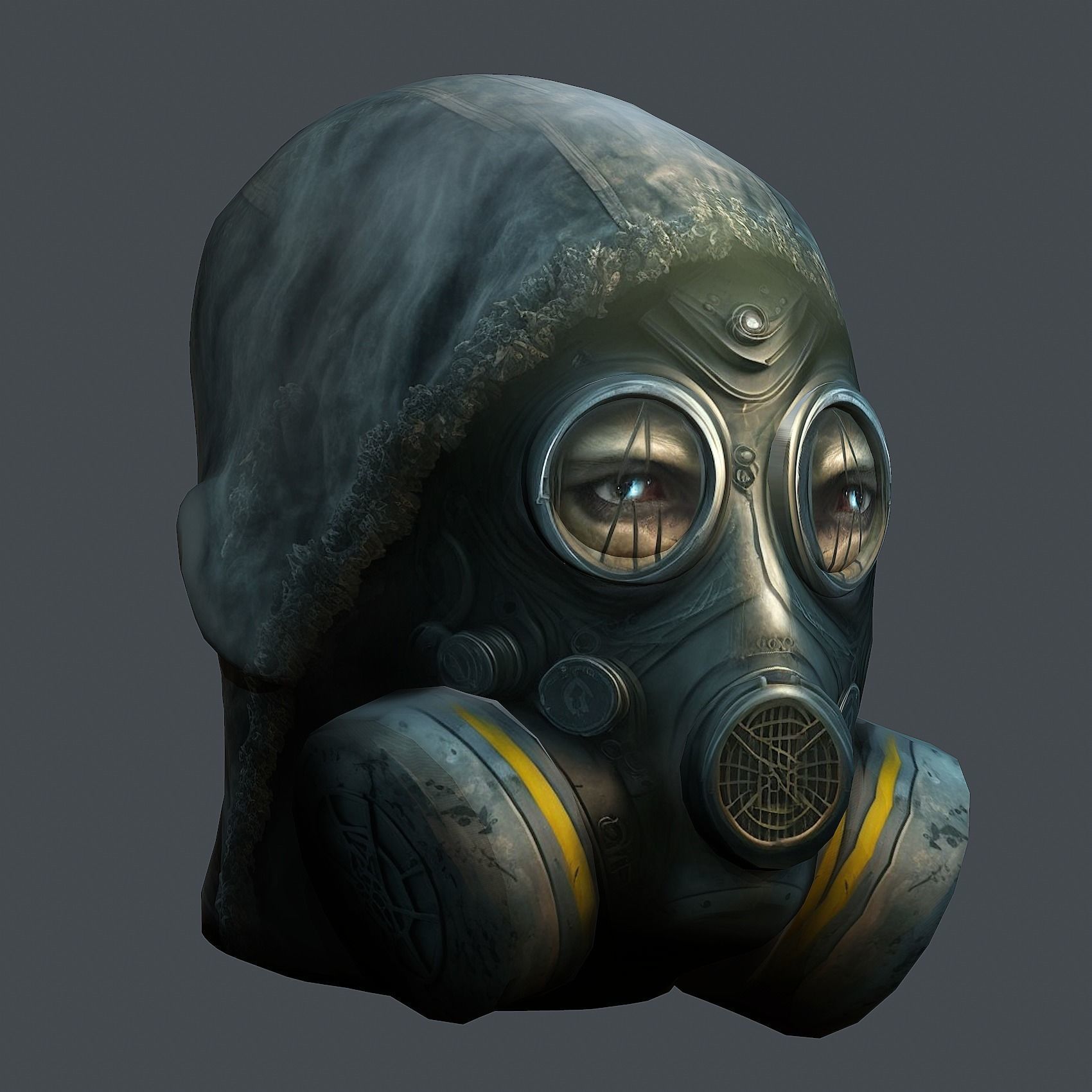 Gas mask helmet 3d model military combat fantasy cyborg Low-poly 3D model_4