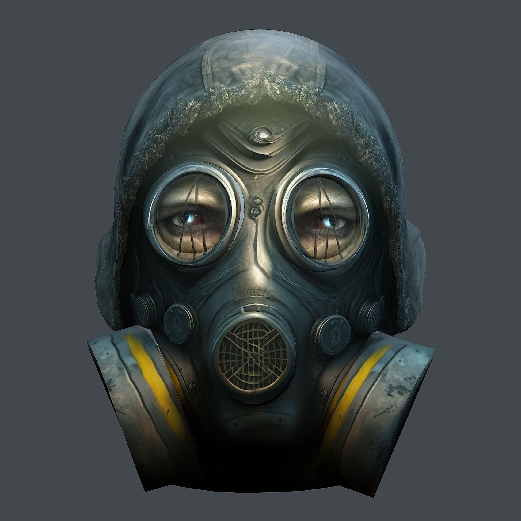 Gas mask helmet 3d model military combat fantasy cyborg Low-poly 3D model_2