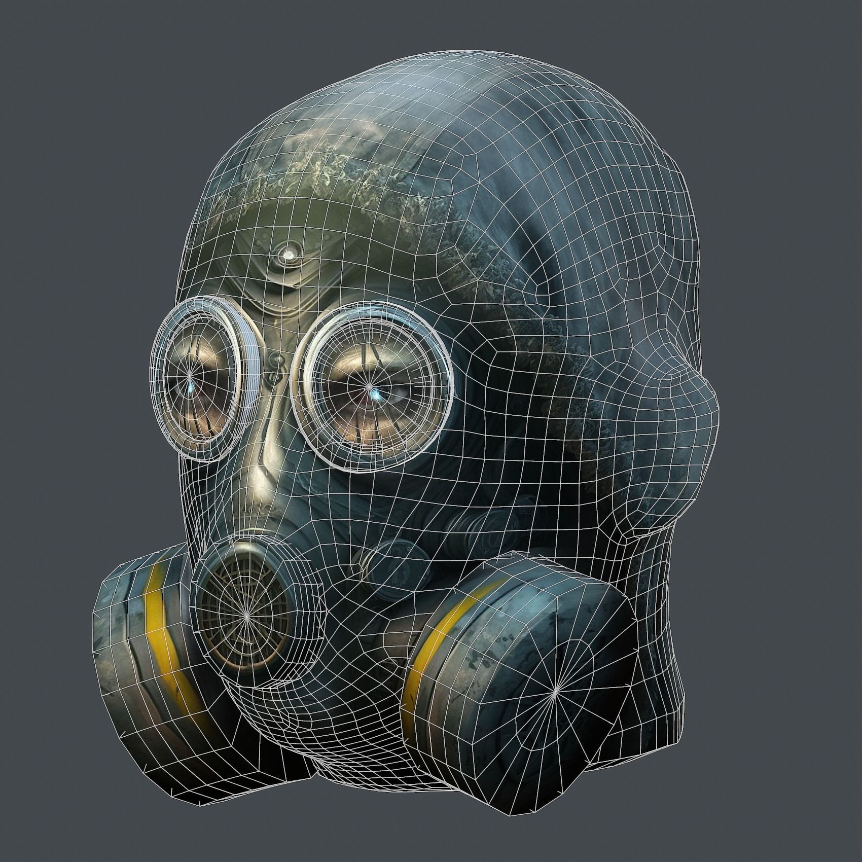 Gas mask helmet 3d model military combat fantasy cyborg Low-poly 3D model_10