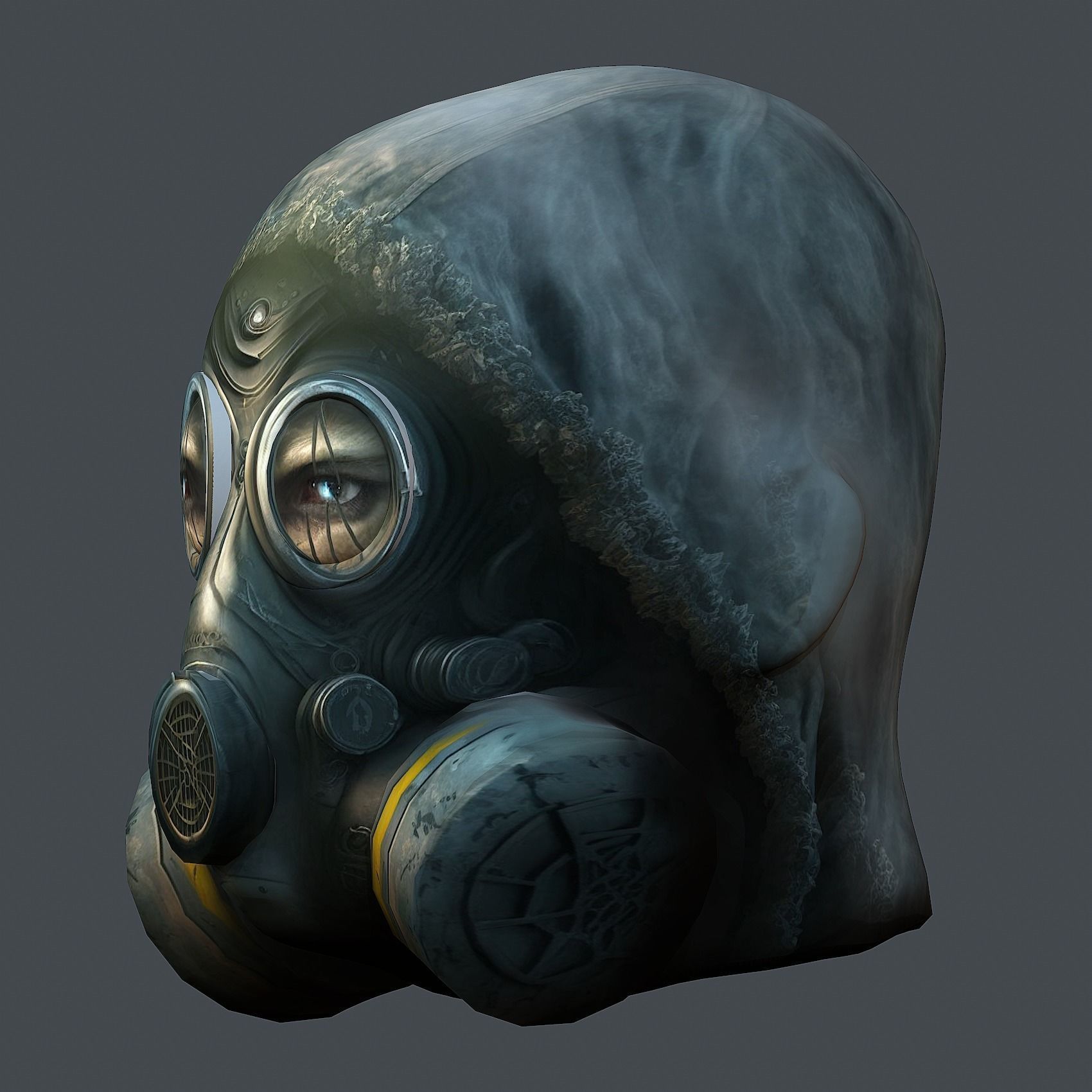 Gas mask helmet 3d model military combat fantasy cyborg Low-poly 3D model_8