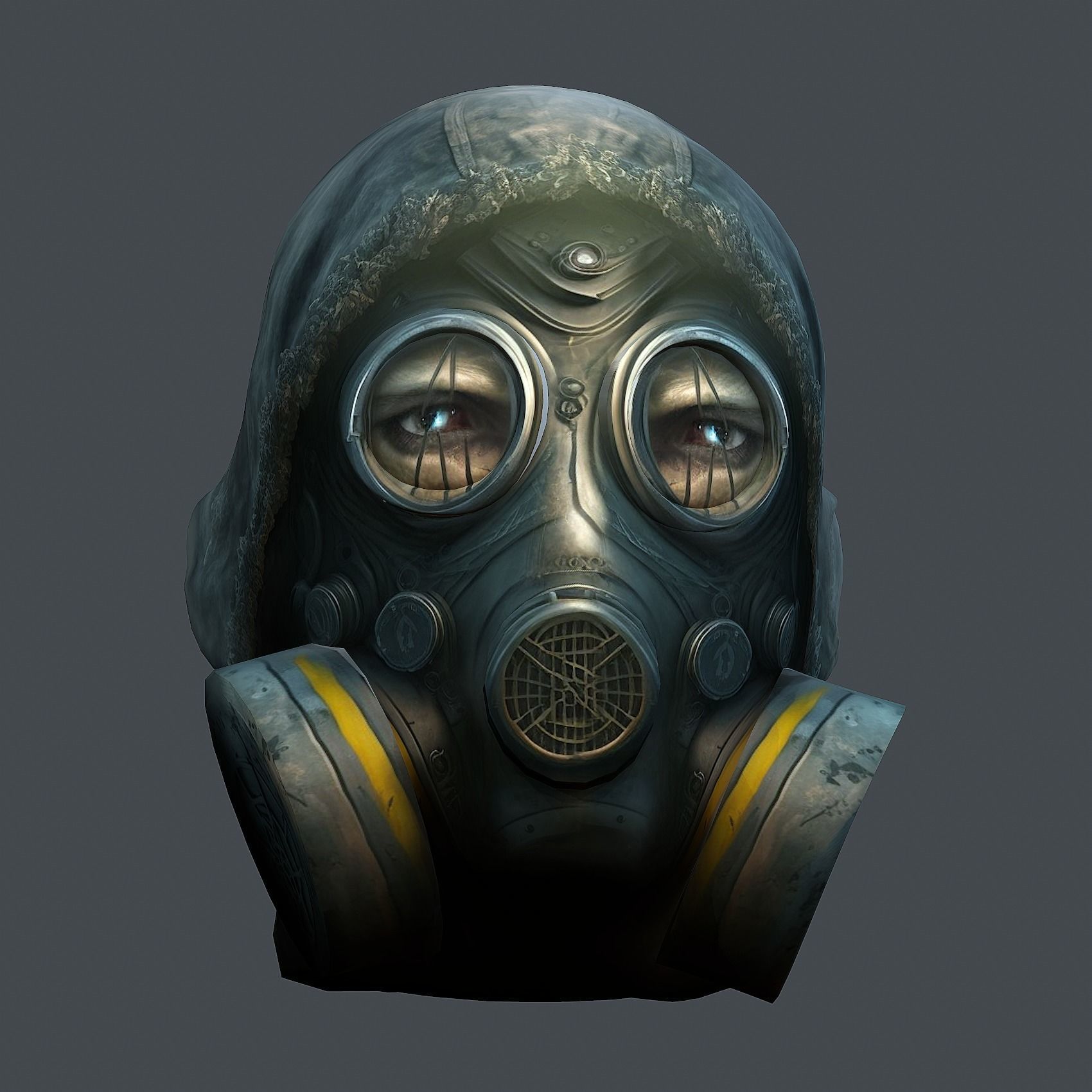 Gas mask helmet 3d model military combat fantasy cyborg Low-poly 3D model_1