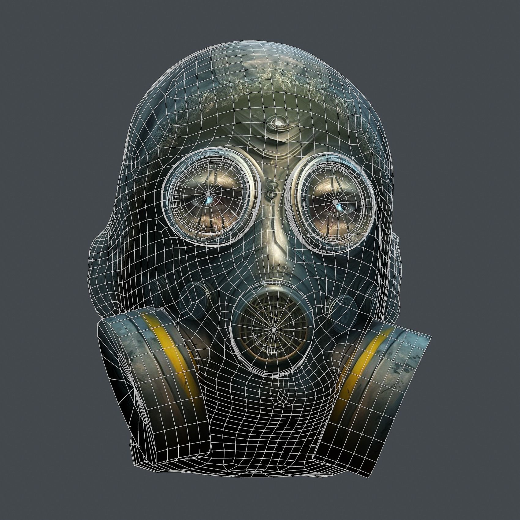 Gas mask helmet 3d model military combat fantasy cyborg Low-poly 3D model_9