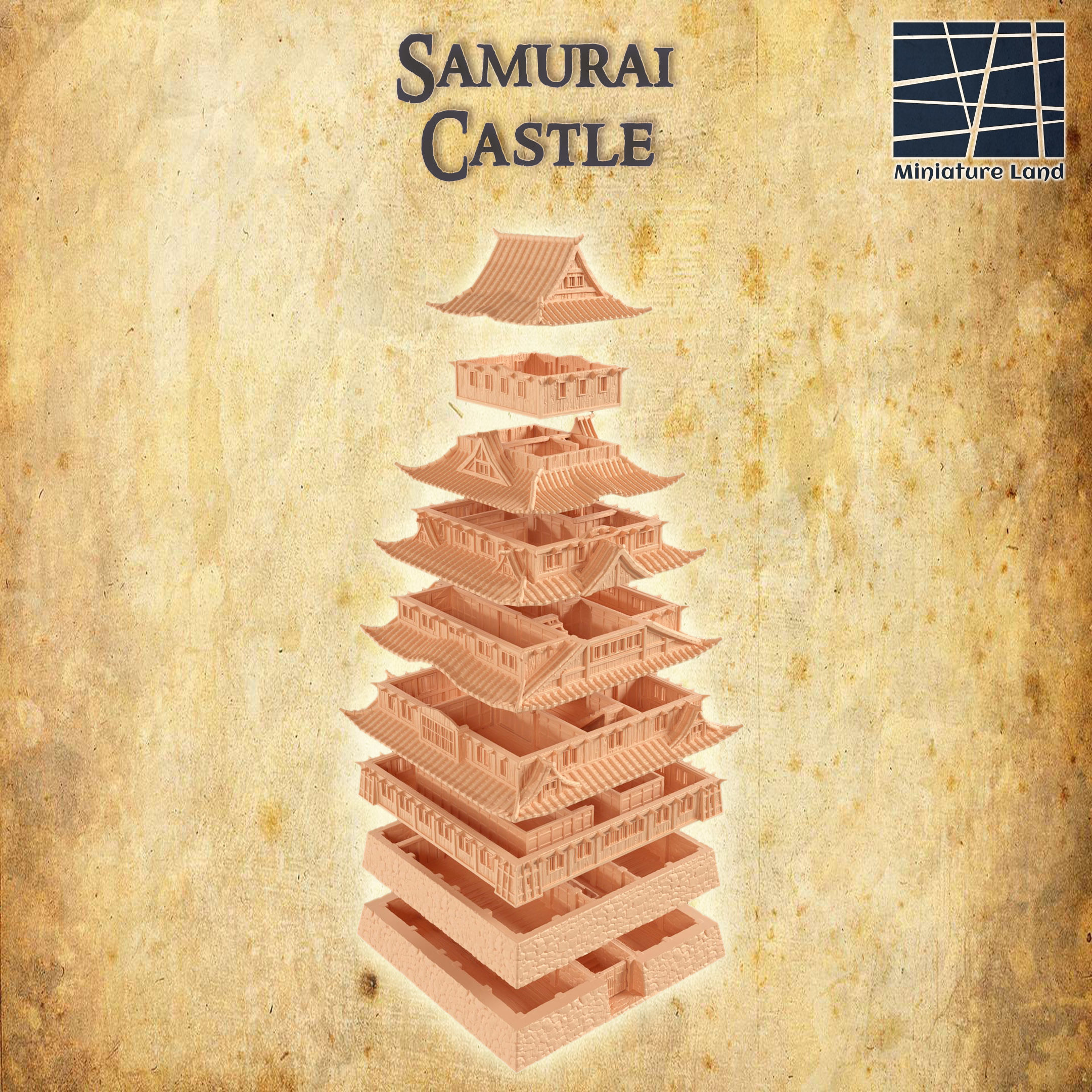 Samurai Castle  Tabletop Terrain 28 MM 3D print model_9