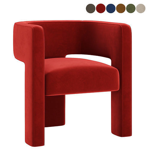 Sculpt Velvet Accent Chair 3D model