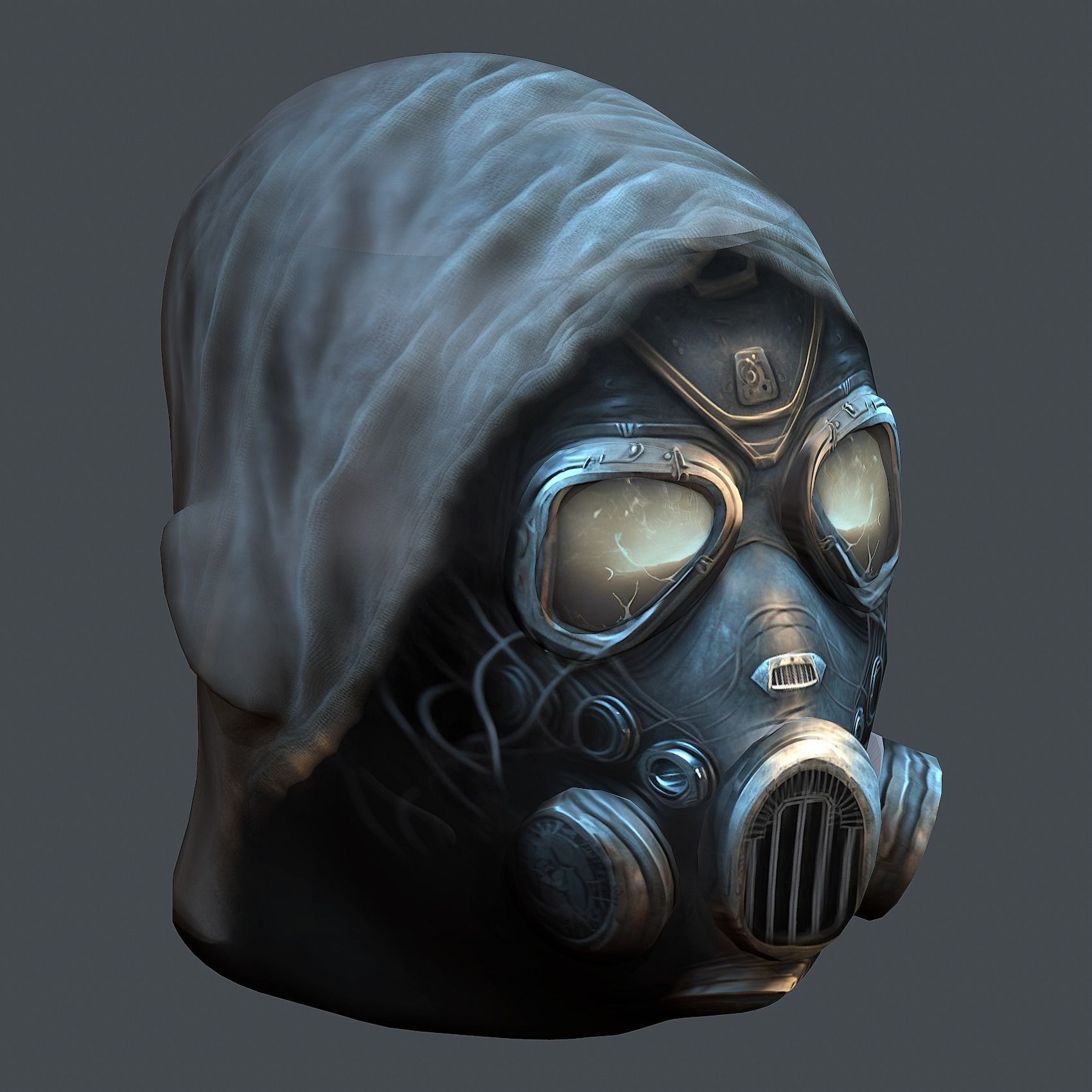 Gas mask helmet 3d model military combat fantasy cyborg Low-poly 3D model_5