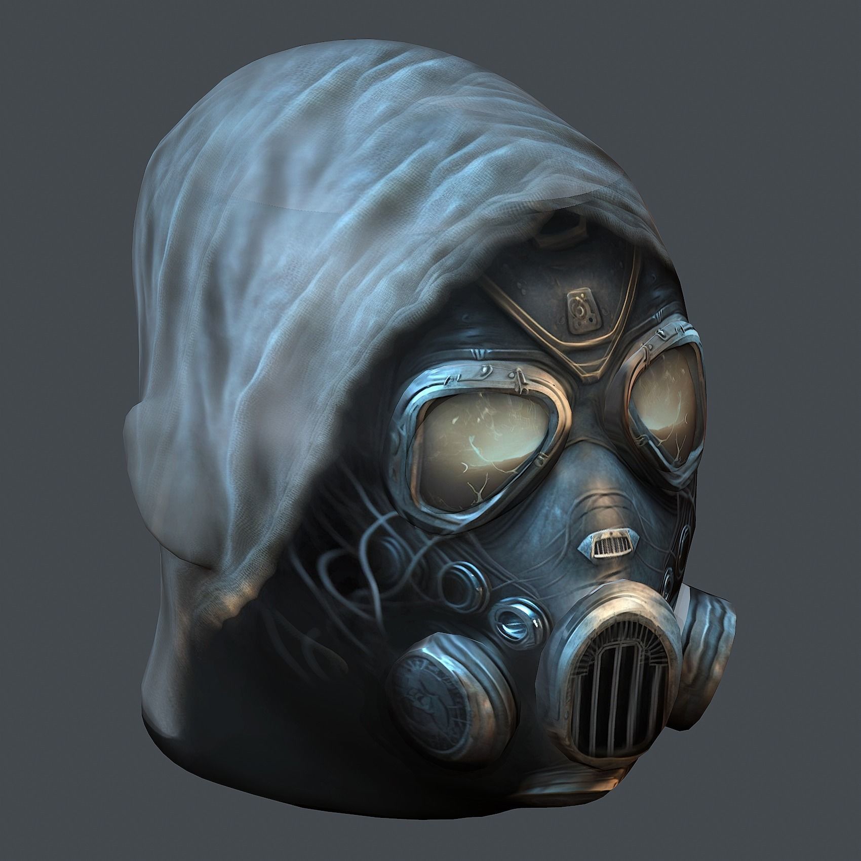 Gas mask helmet 3d model military combat fantasy cyborg Low-poly 3D model_10