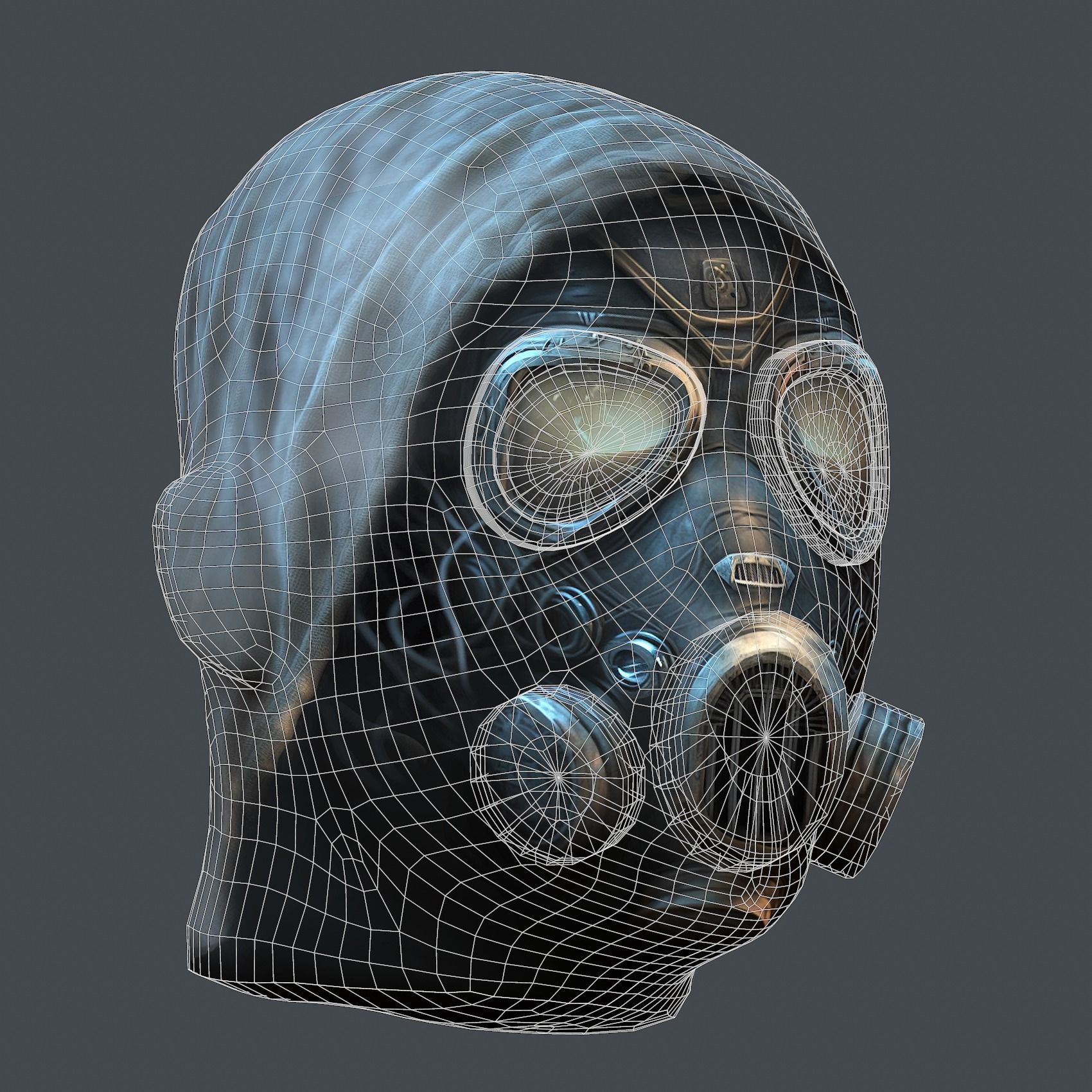Gas mask helmet 3d model military combat fantasy cyborg Low-poly 3D model_9