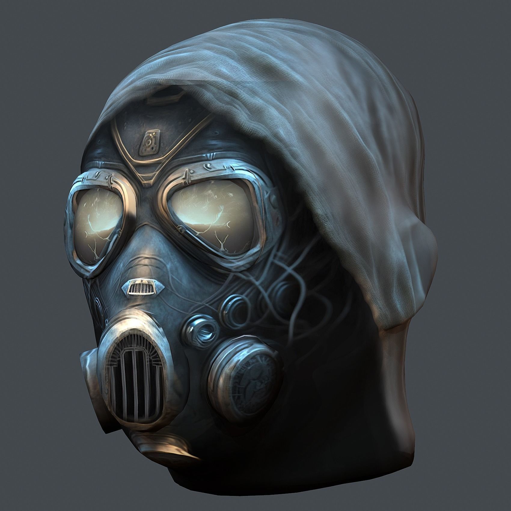 Gas mask helmet 3d model military combat fantasy cyborg Low-poly 3D model_4