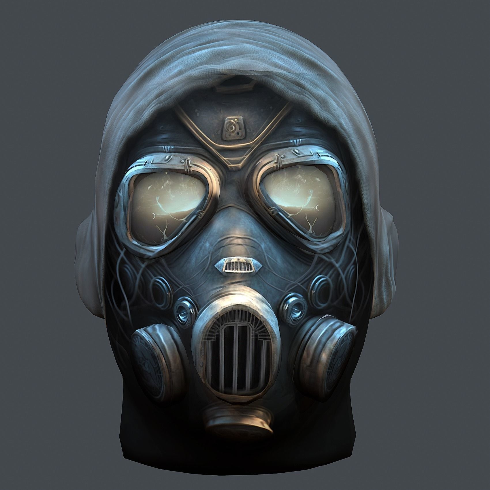 Gas mask helmet 3d model military combat fantasy cyborg Low-poly 3D model_2
