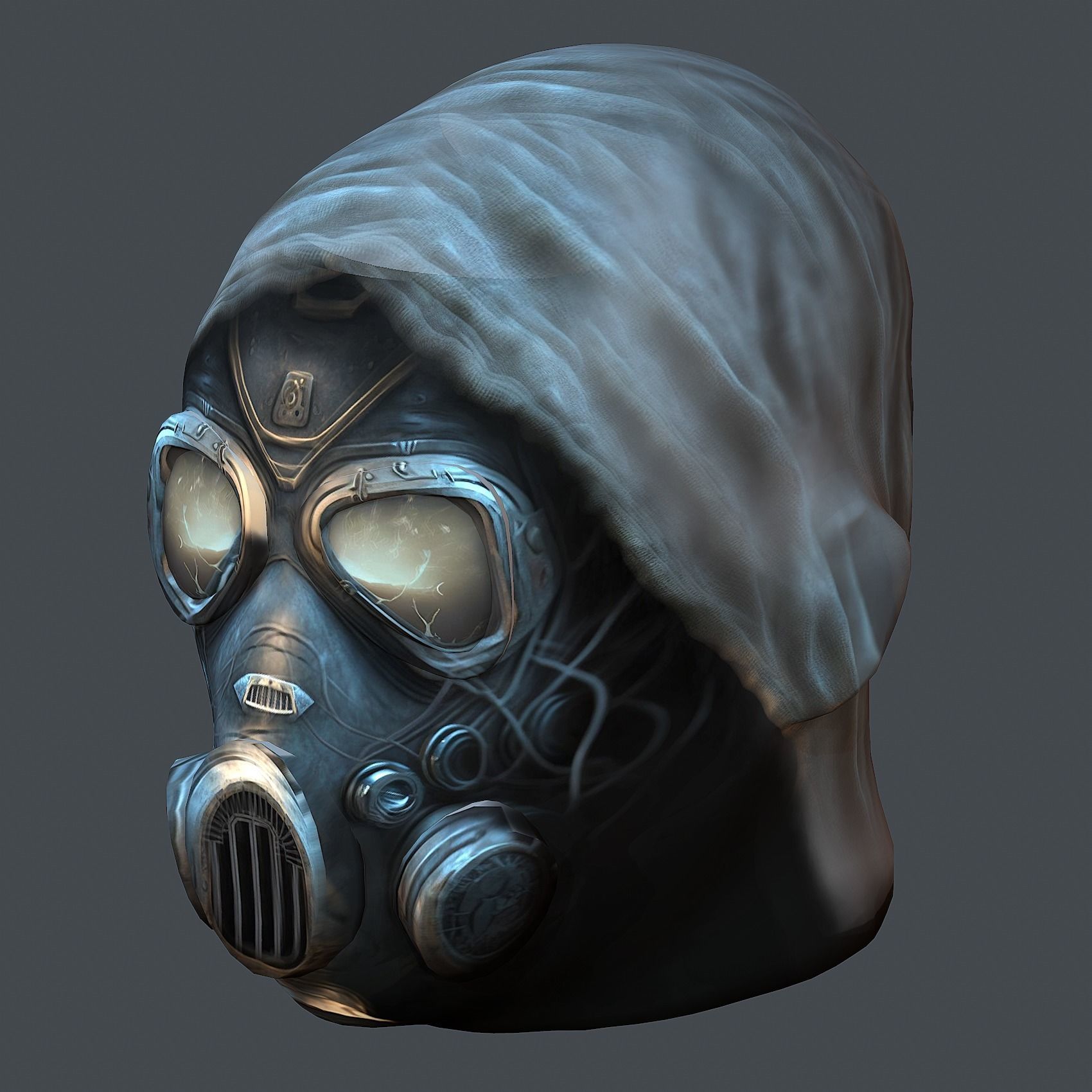 Gas mask helmet 3d model military combat fantasy cyborg Low-poly 3D model_6
