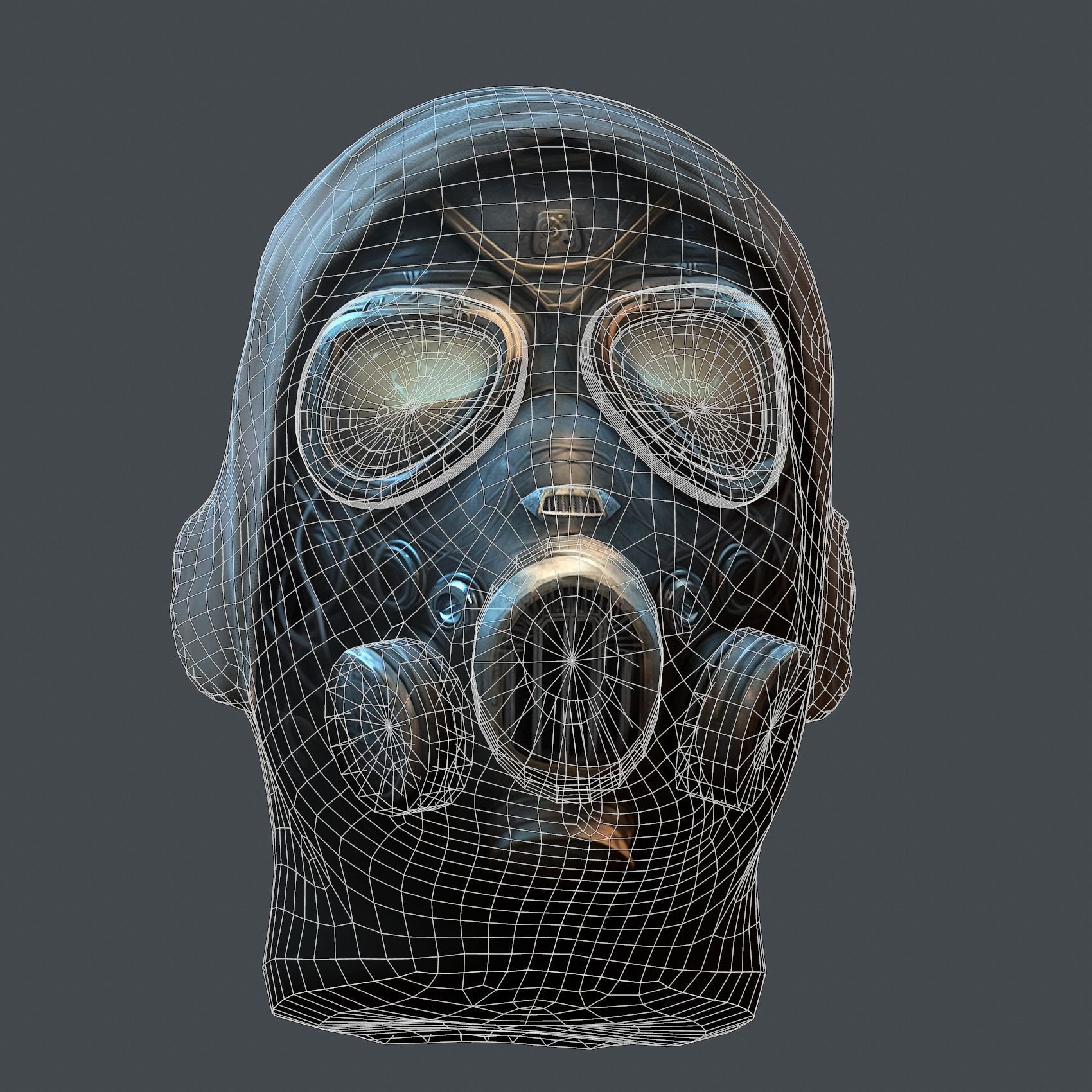 Gas mask helmet 3d model military combat fantasy cyborg Low-poly 3D model_8