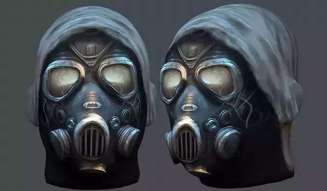 Gas mask helmet 3d model military combat fantasy cyborg