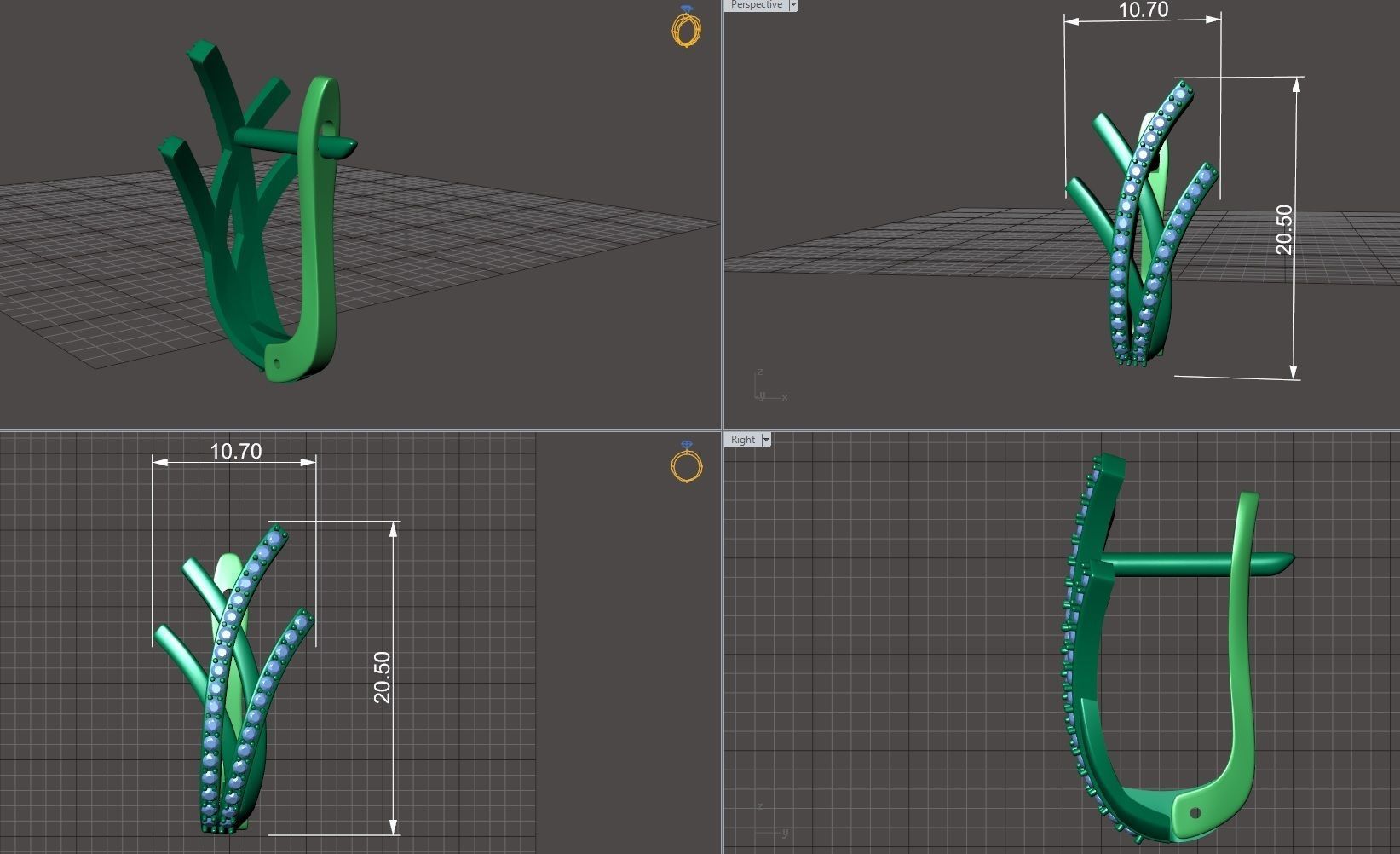 Earrings with diamonds 1 3D print model_10