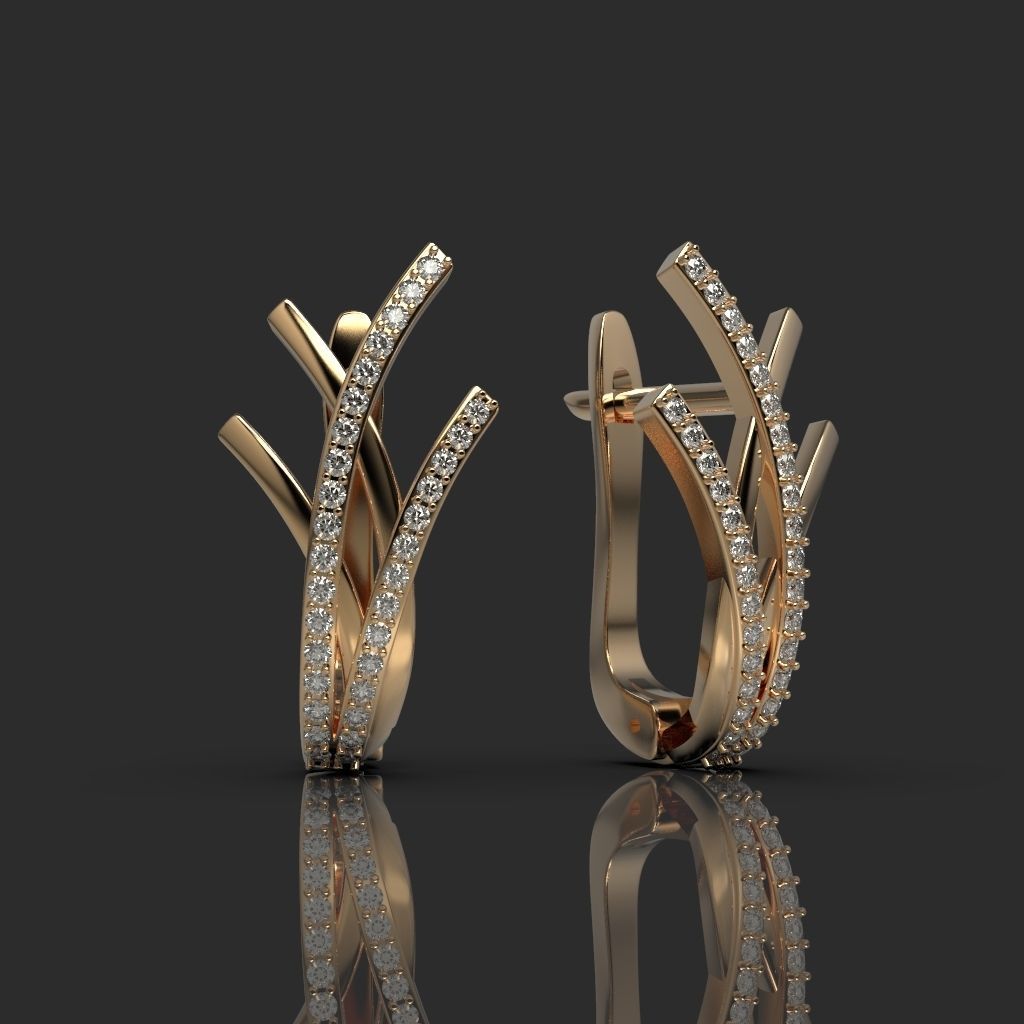 Earrings with diamonds 1 3D print model_1