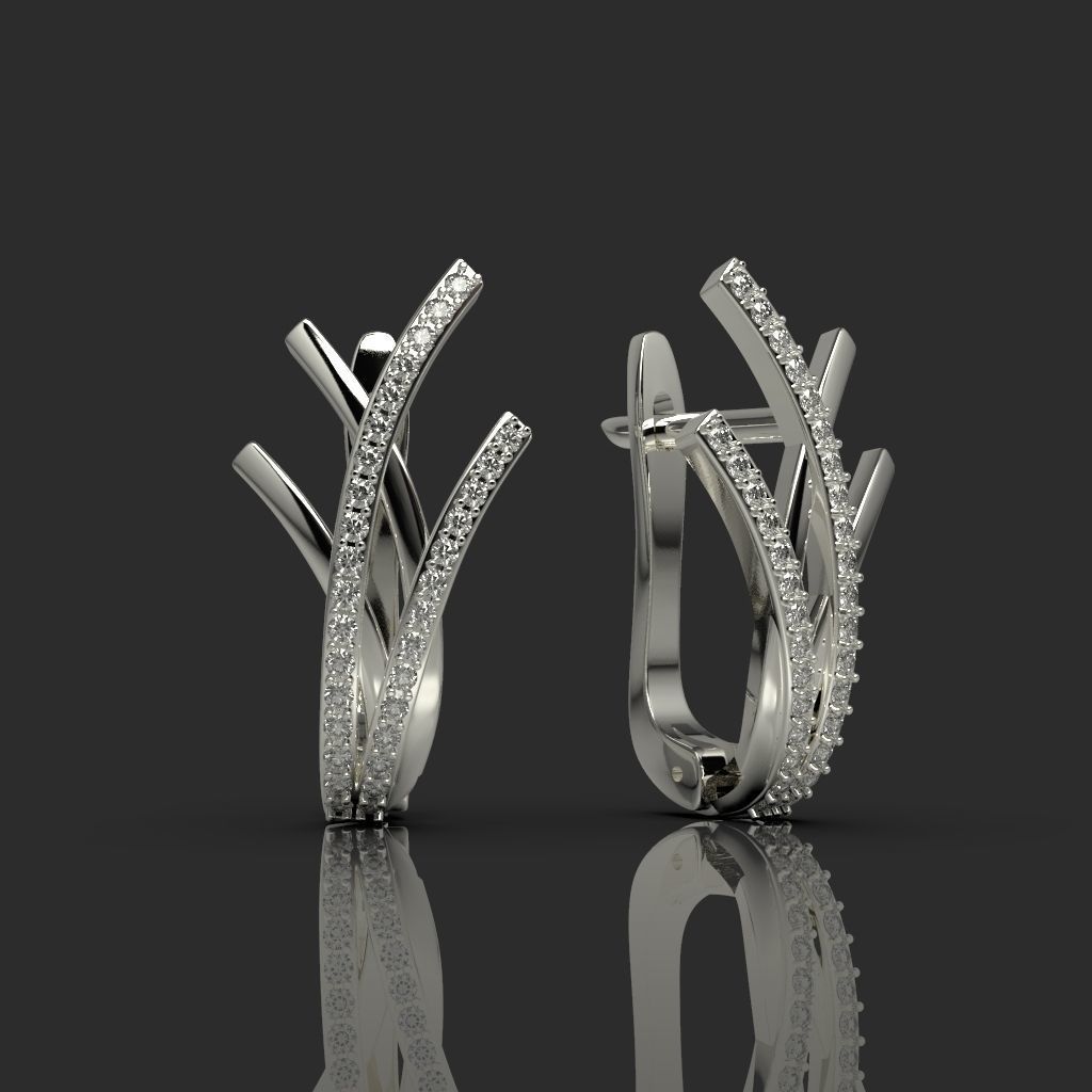 Earrings with diamonds 1 3D print model_2